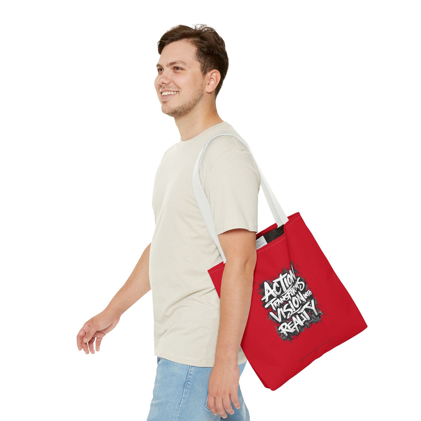 Action Transforms Vision Into Reality Tote Bag (AOP)