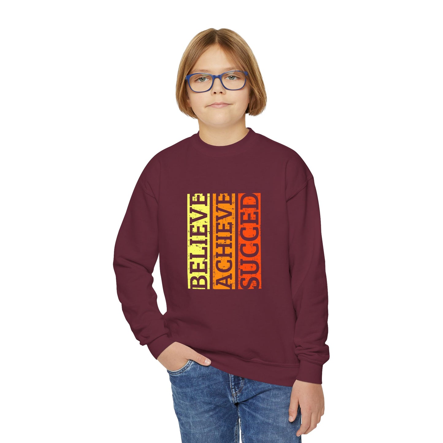 Believe Achieve Succed Youth Crewneck Sweatshirt