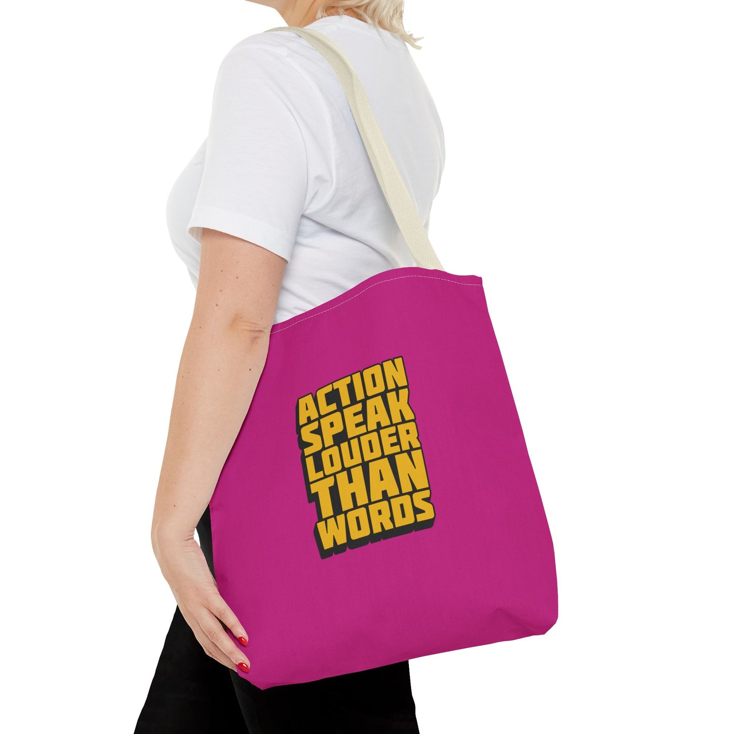 Action Speak Louder Than Words Tote Bag (AOP)