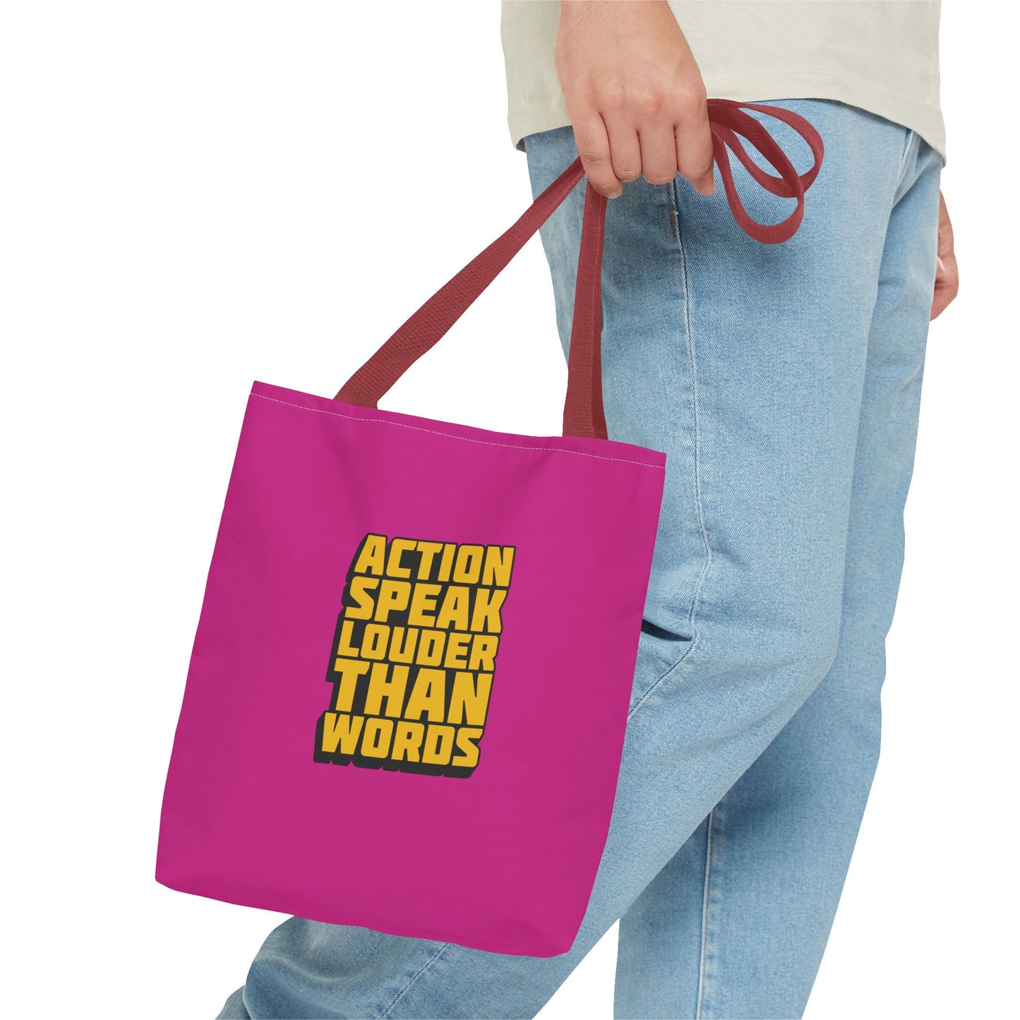 Action Speak Louder Than Words Tote Bag (AOP)