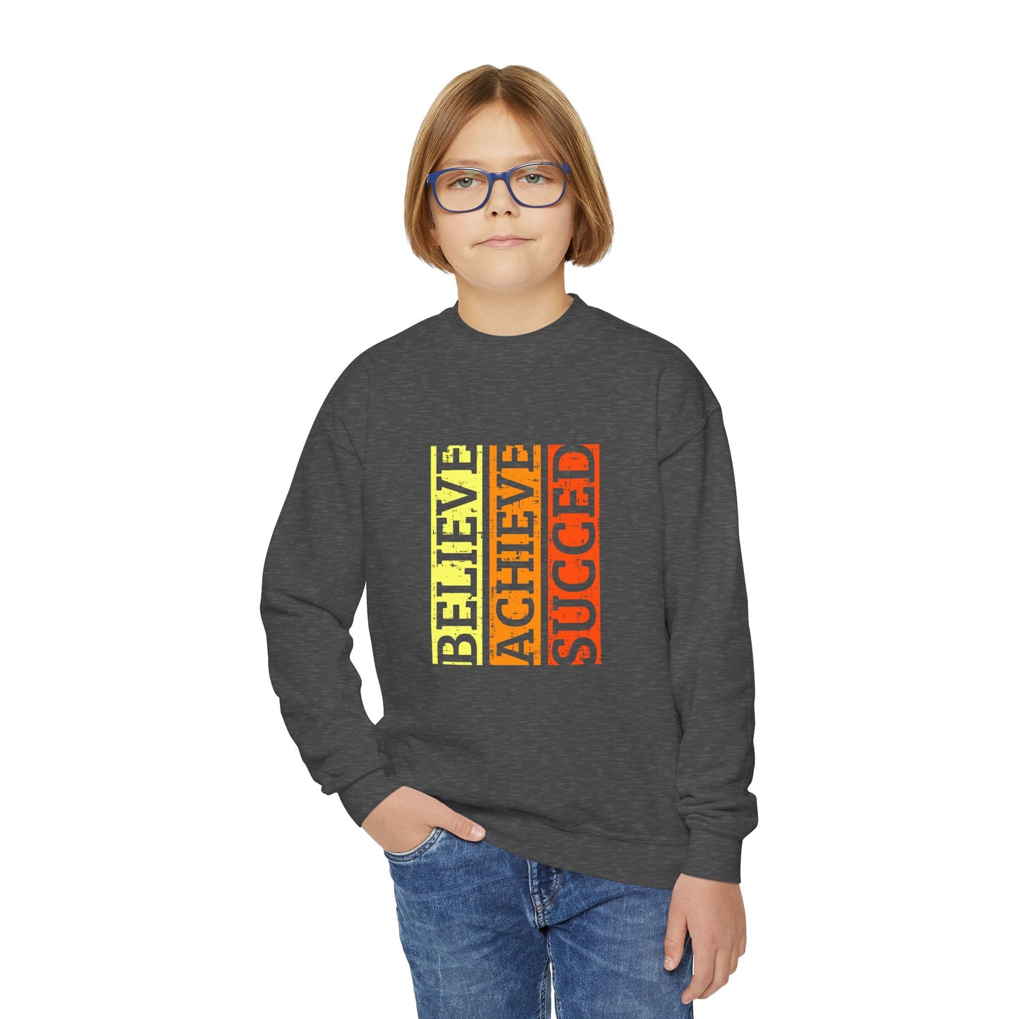 Believe Achieve Succed Youth Crewneck Sweatshirt