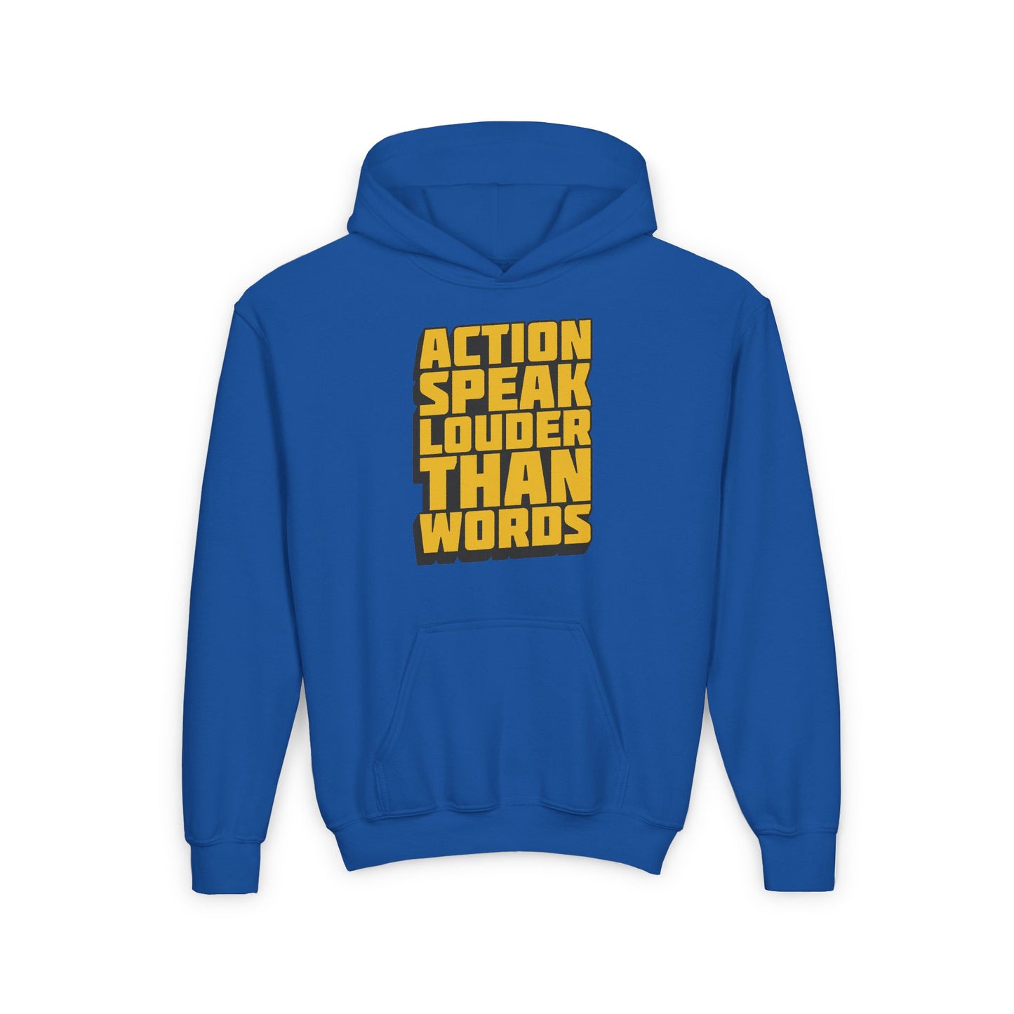 Action Speak Louder Than Words Youth Heavy Blend Hooded Sweatshirt