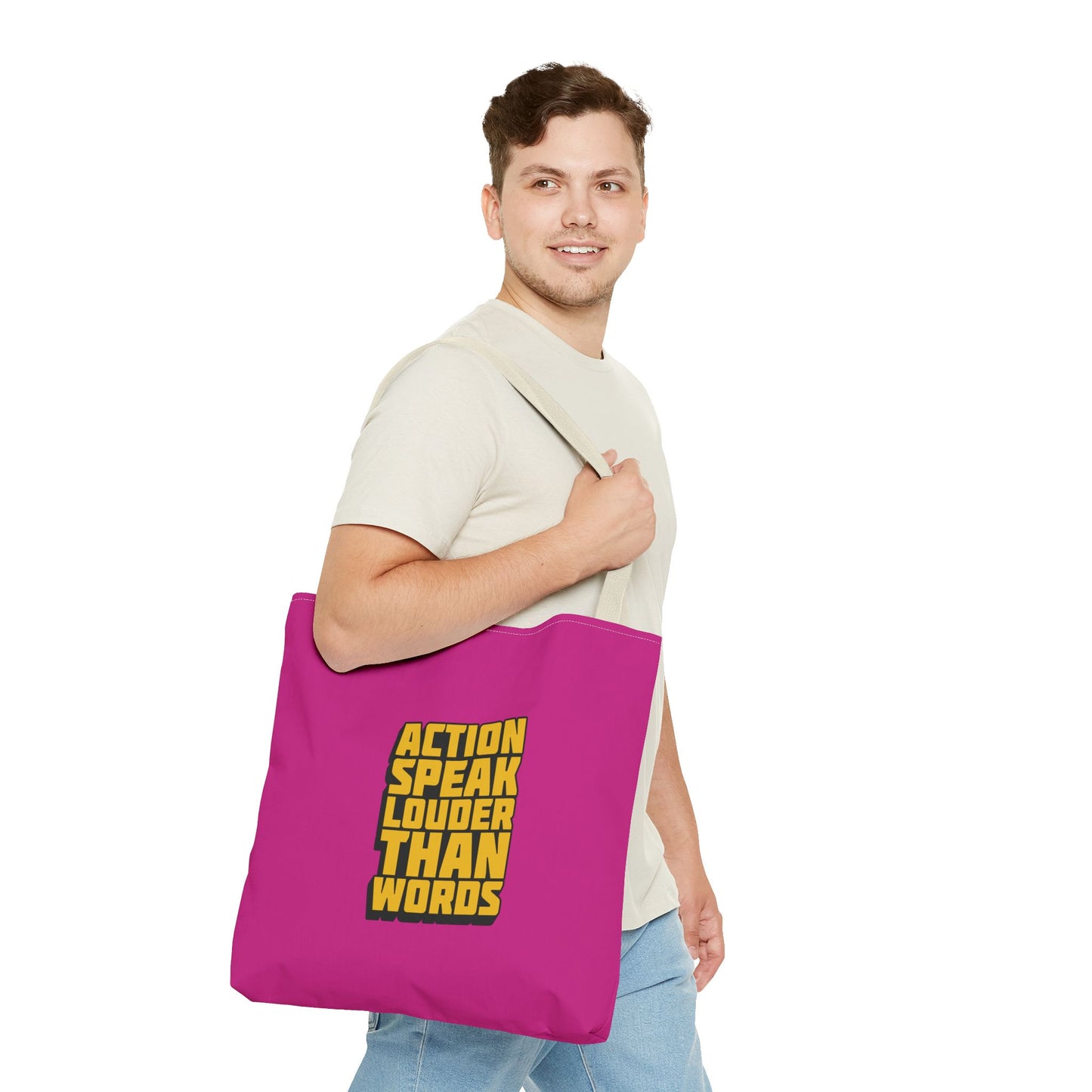 Action Speak Louder Than Words Tote Bag (AOP)