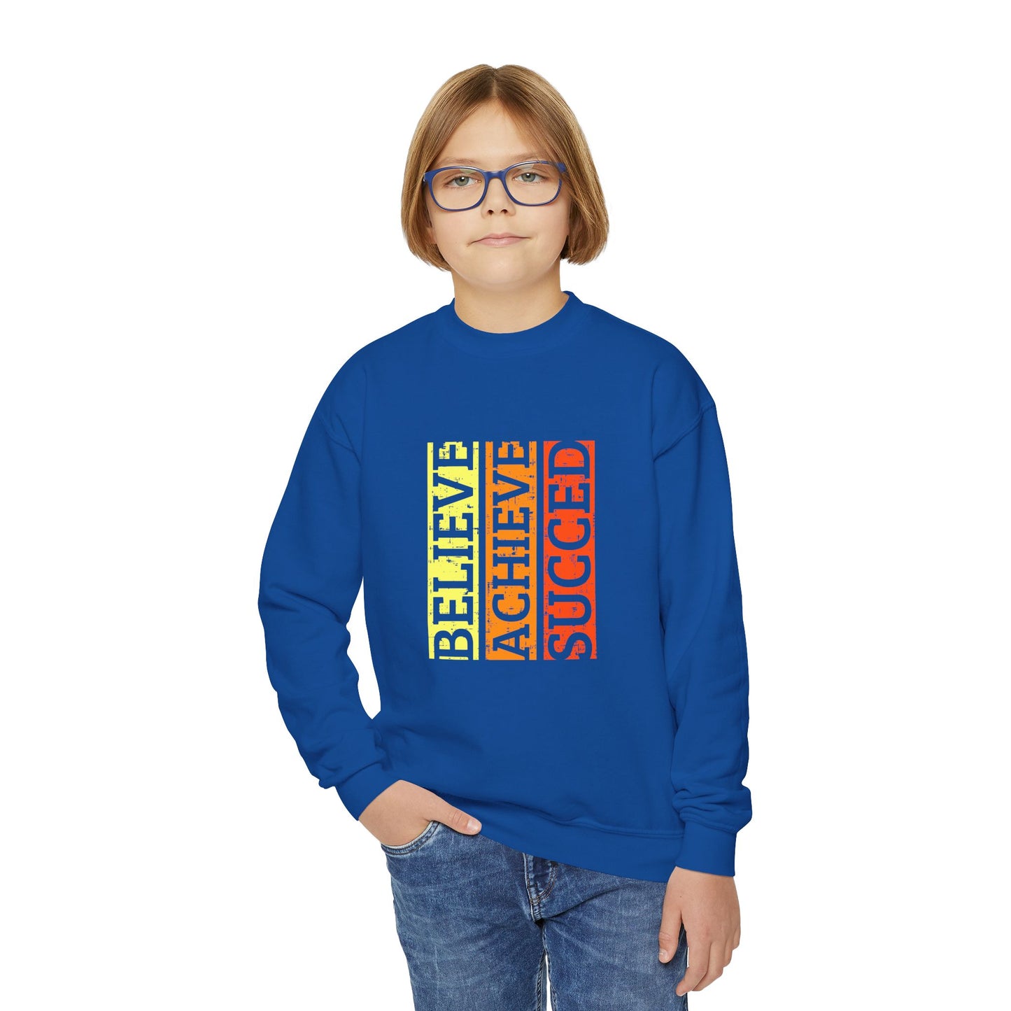 Believe Achieve Succed Youth Crewneck Sweatshirt
