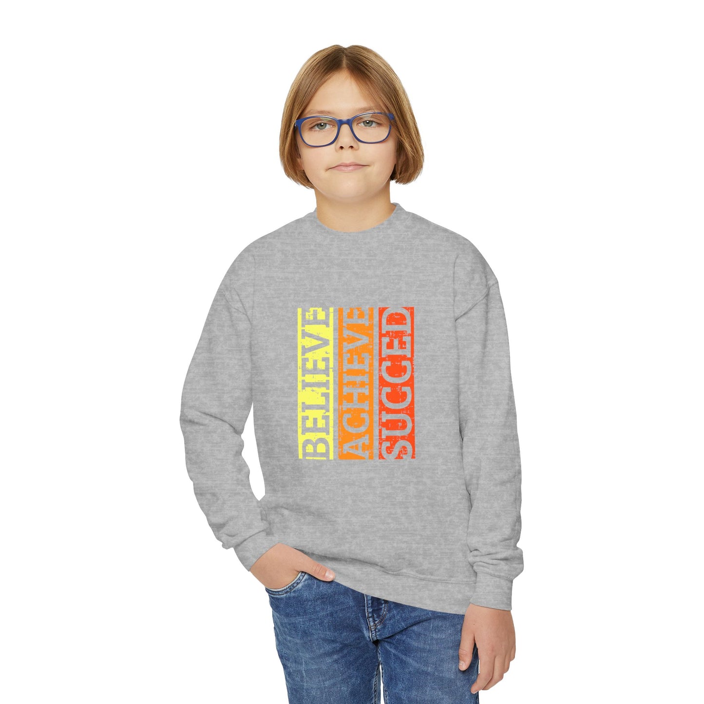 Believe Achieve Succed Youth Crewneck Sweatshirt