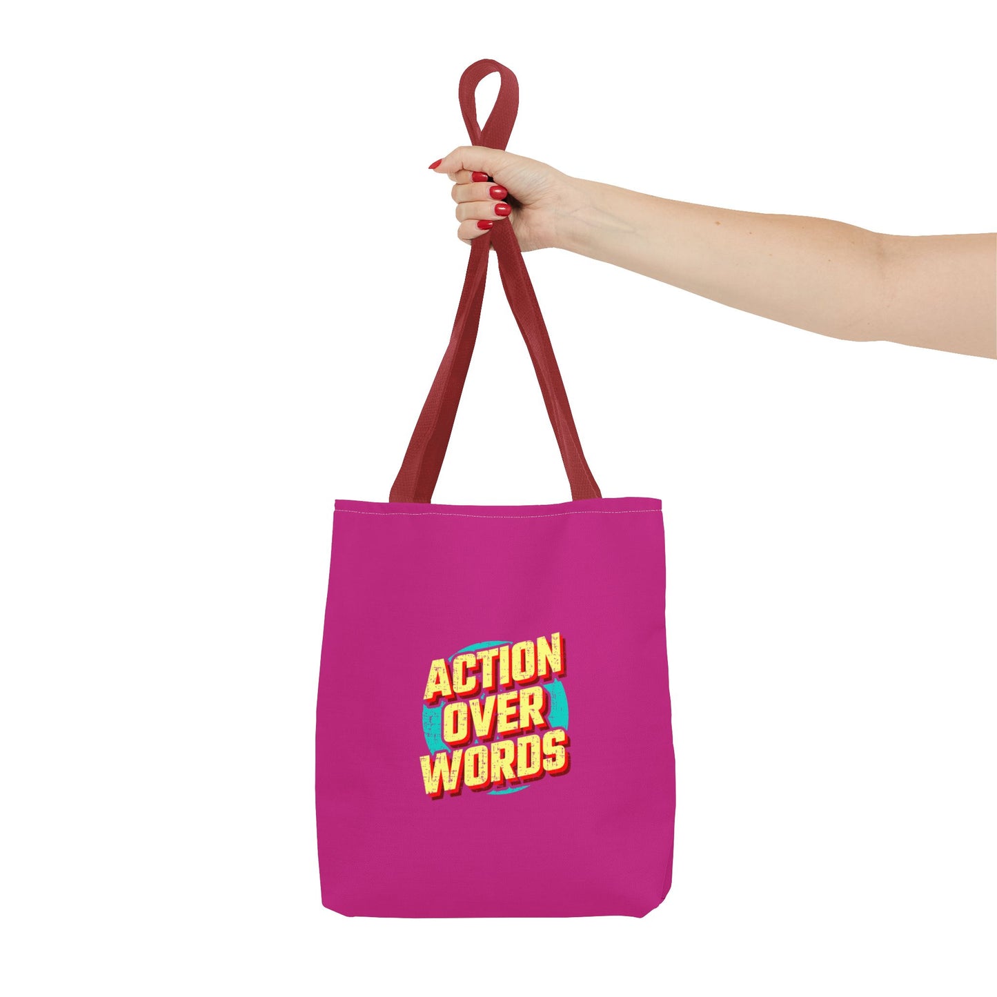 Action Over Words Tote Bag (AOP)
