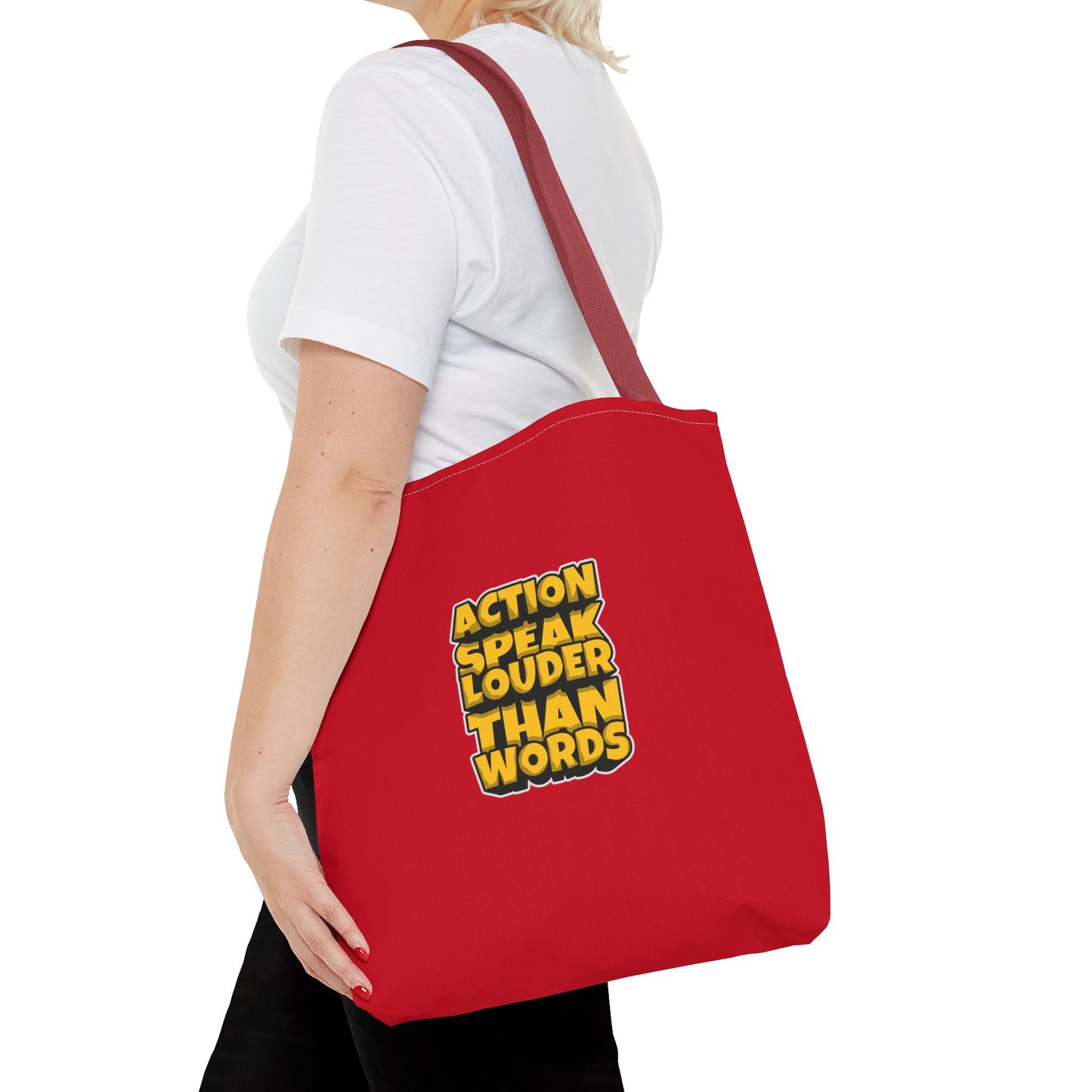 Action Speak Louder Than Words Tote Bag (AOP)