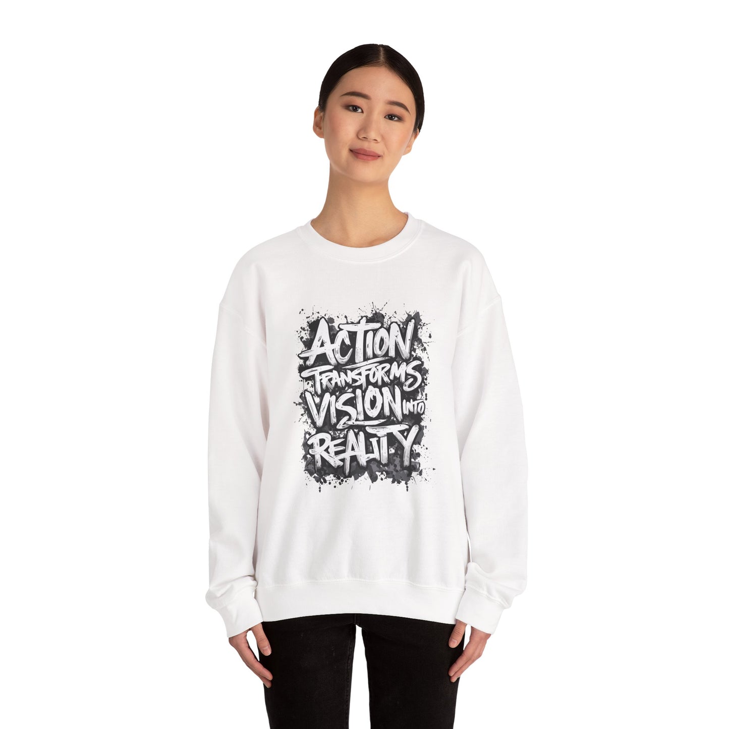 Action Transforms Vision Into Reality Unisex Heavy Blend™ Crewneck Sweatshirt