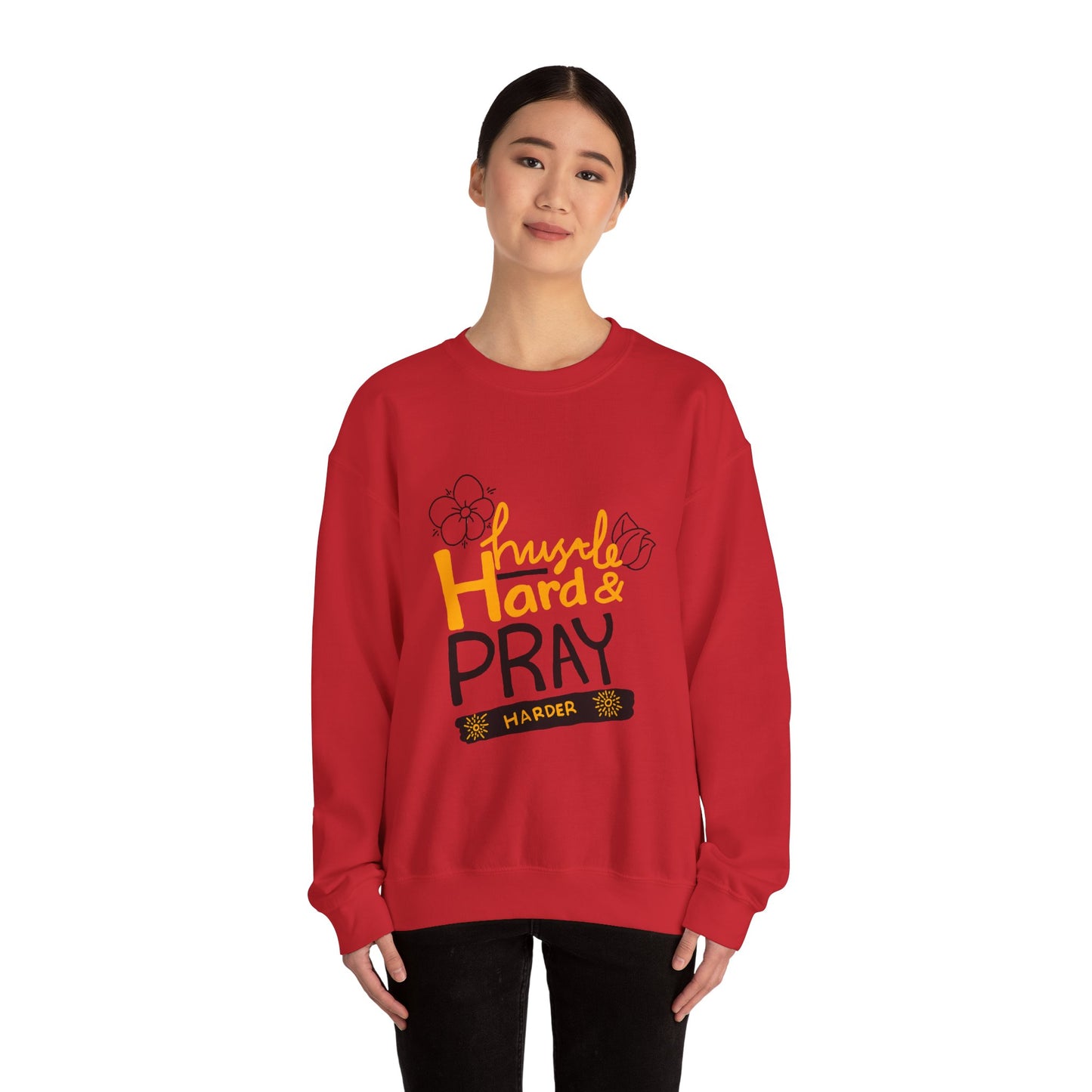 Hustle Hard And Pray Harder Unisex Heavy Blend™ Crewneck Sweatshirt