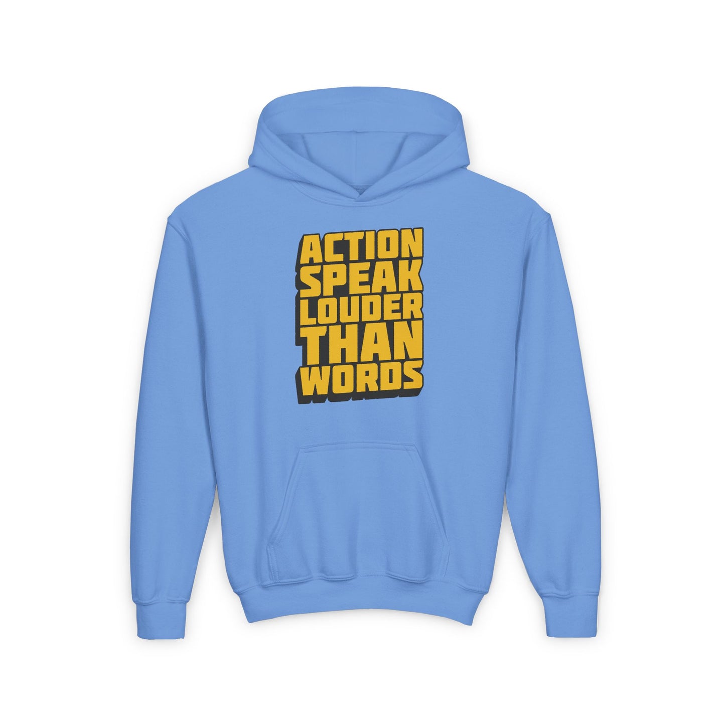Action Speak Louder Than Words Youth Heavy Blend Hooded Sweatshirt