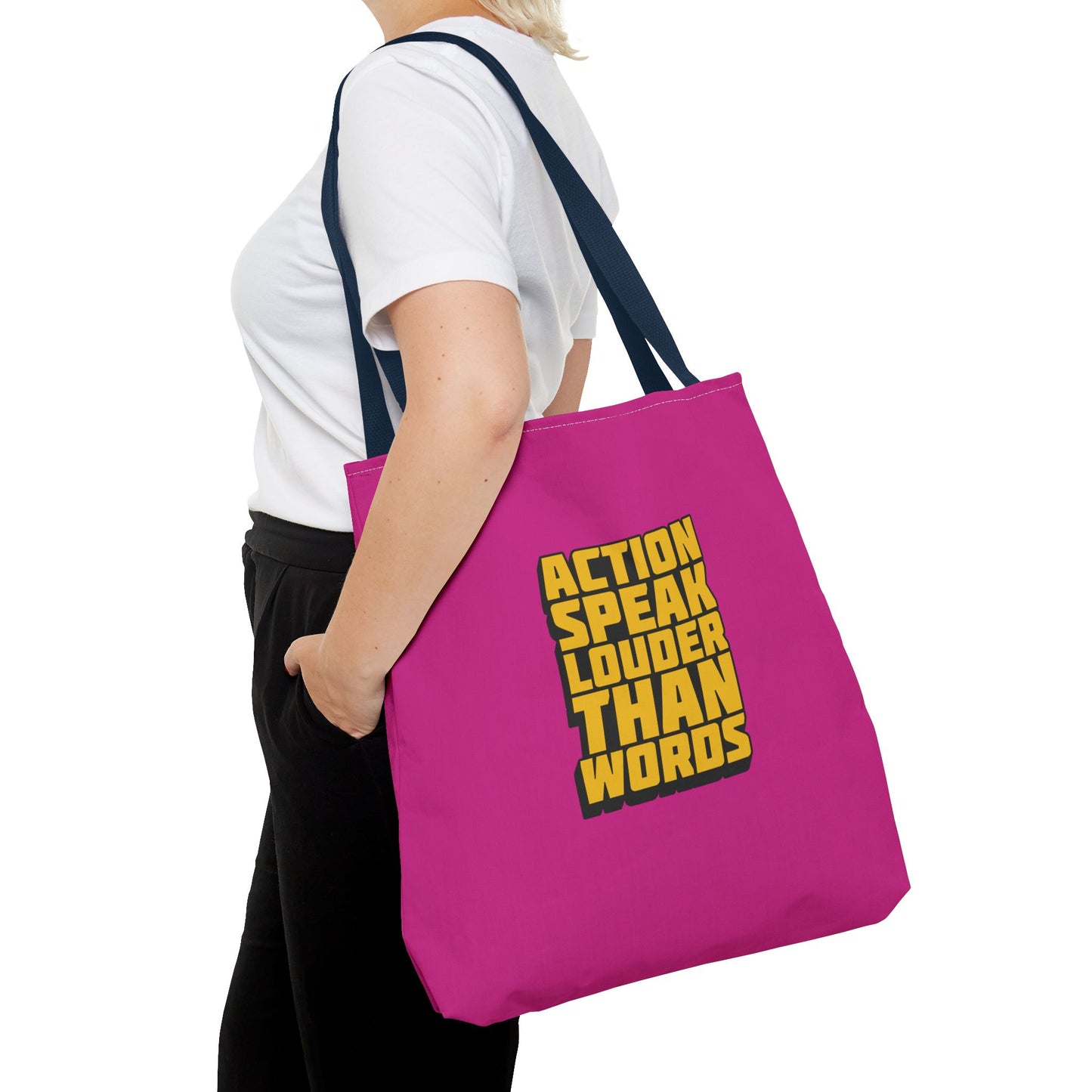 Action Speak Louder Than Words Tote Bag (AOP)