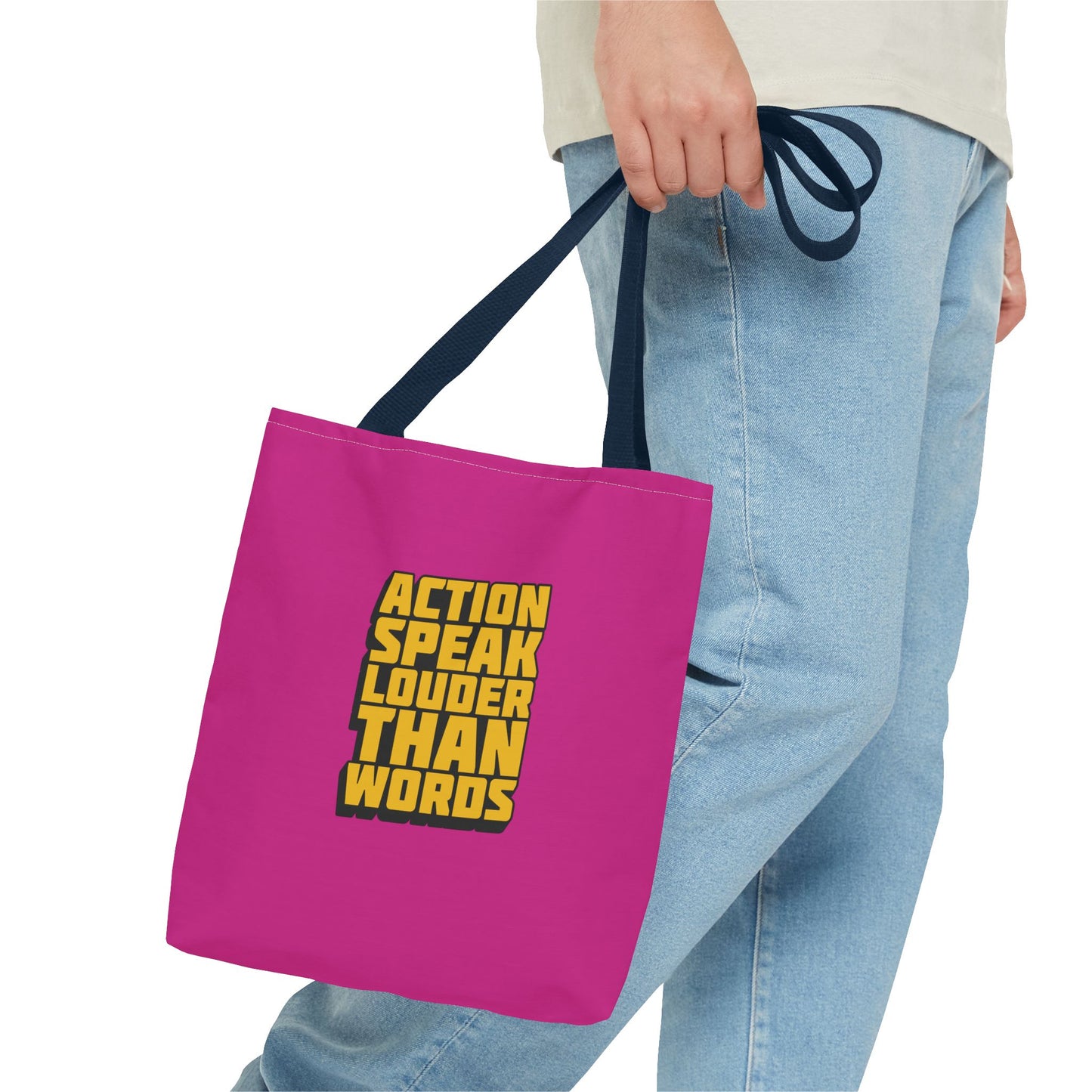Action Speak Louder Than Words Tote Bag (AOP)