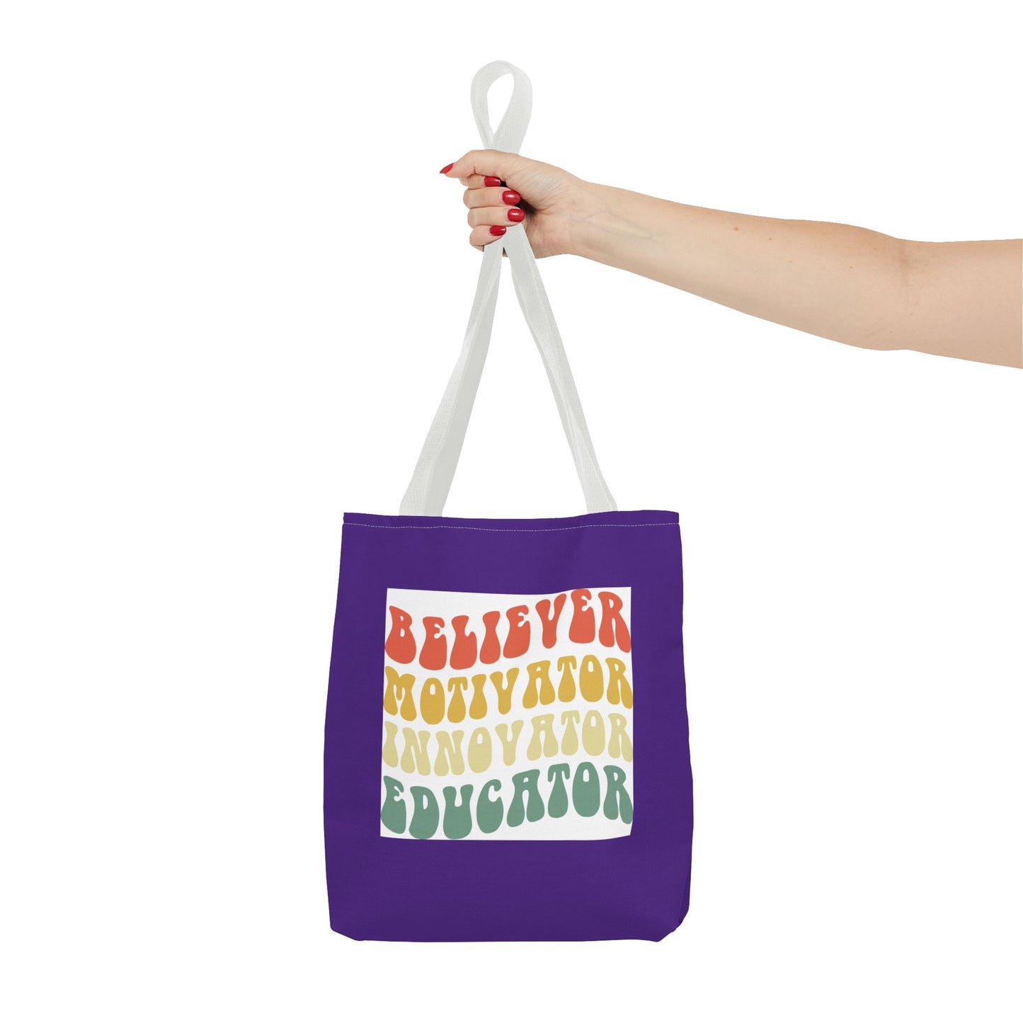 Believer Motivator Innovator Educator Tote Bag (AOP)