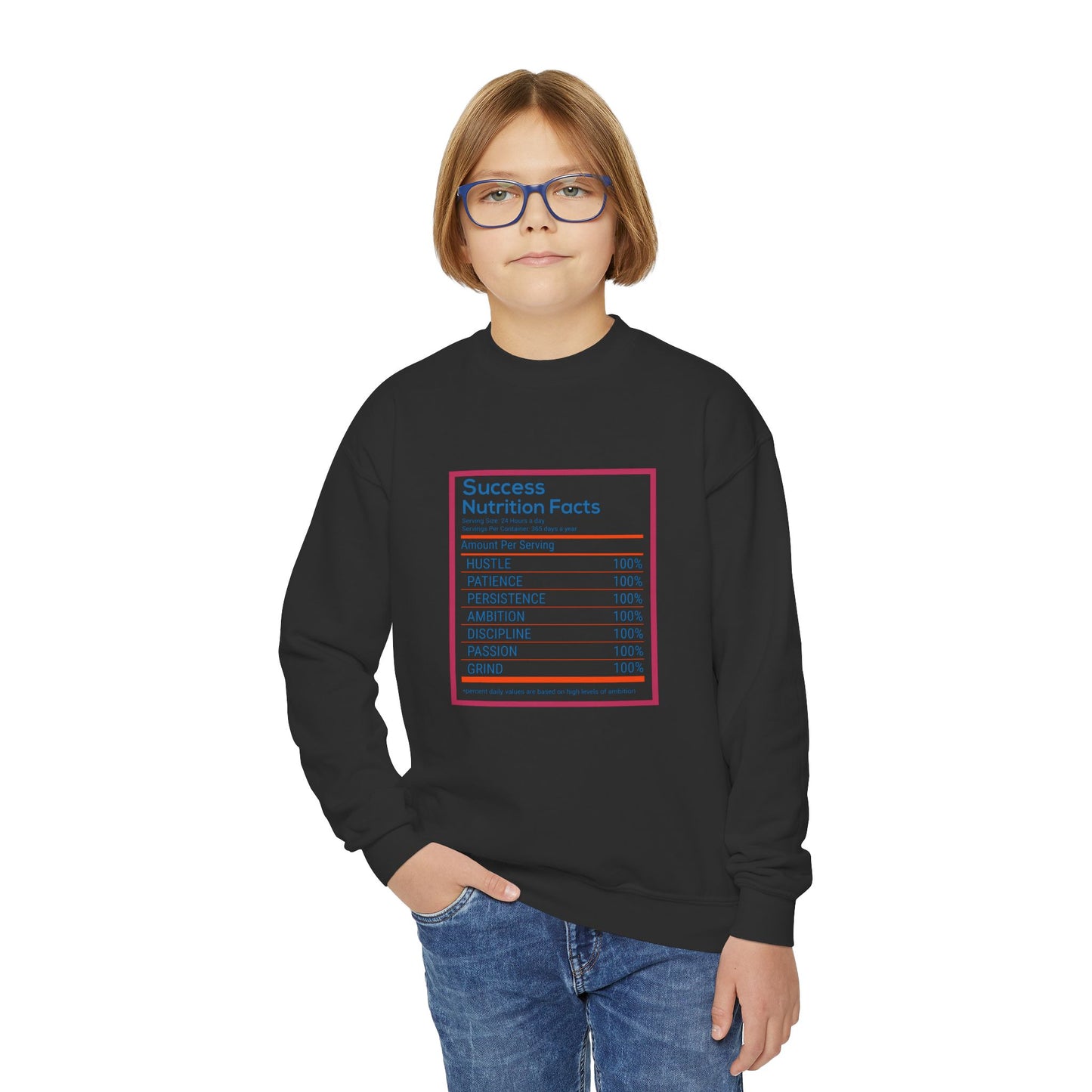 Success Nutrition Facts Youth Crewneck Sweatshirt