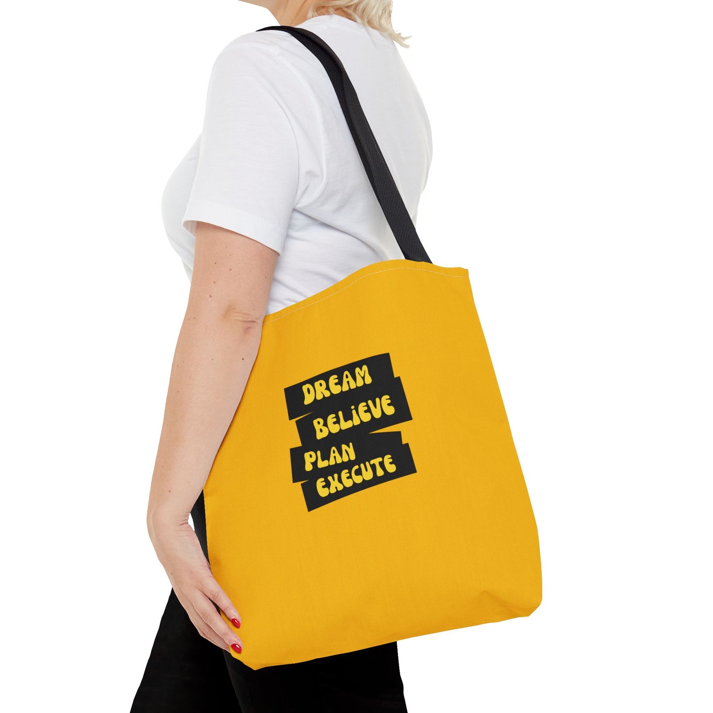 Dream Believe Plan Execute Tote Bag (AOP)