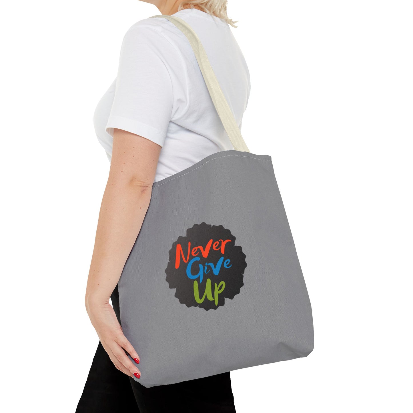 Never Give Up Tote Bag (AOP)