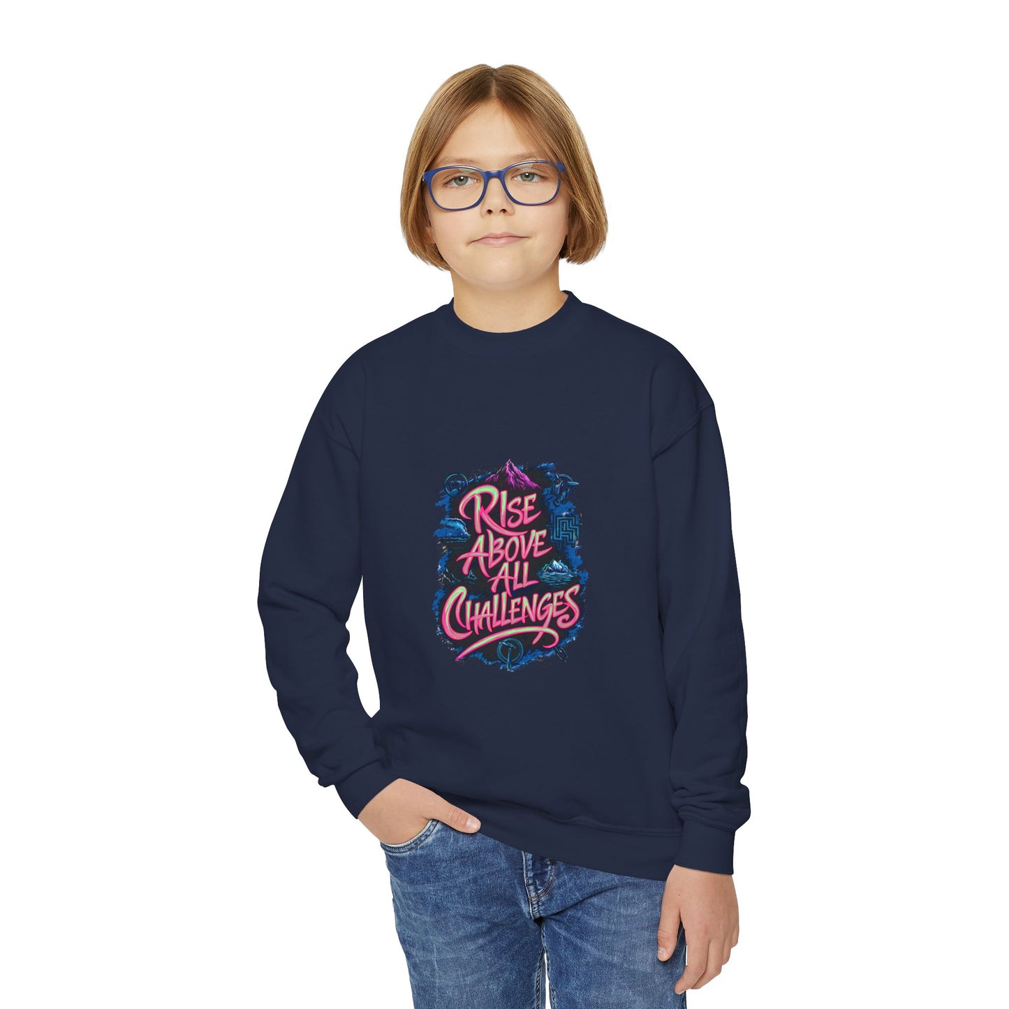 Rise Above All Challenges Youth Crewneck Sweatshirt