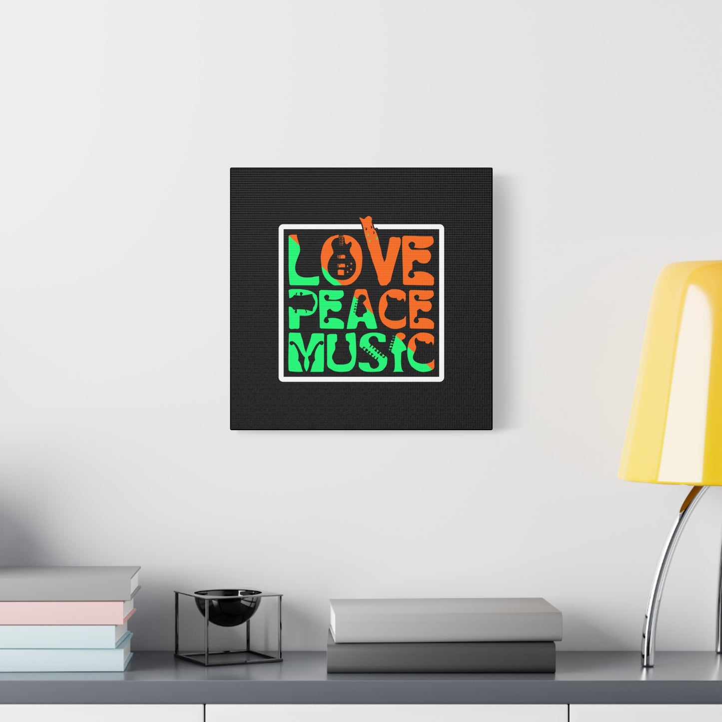 Love Peace Music Matte Canvas, Stretched, 1.25"