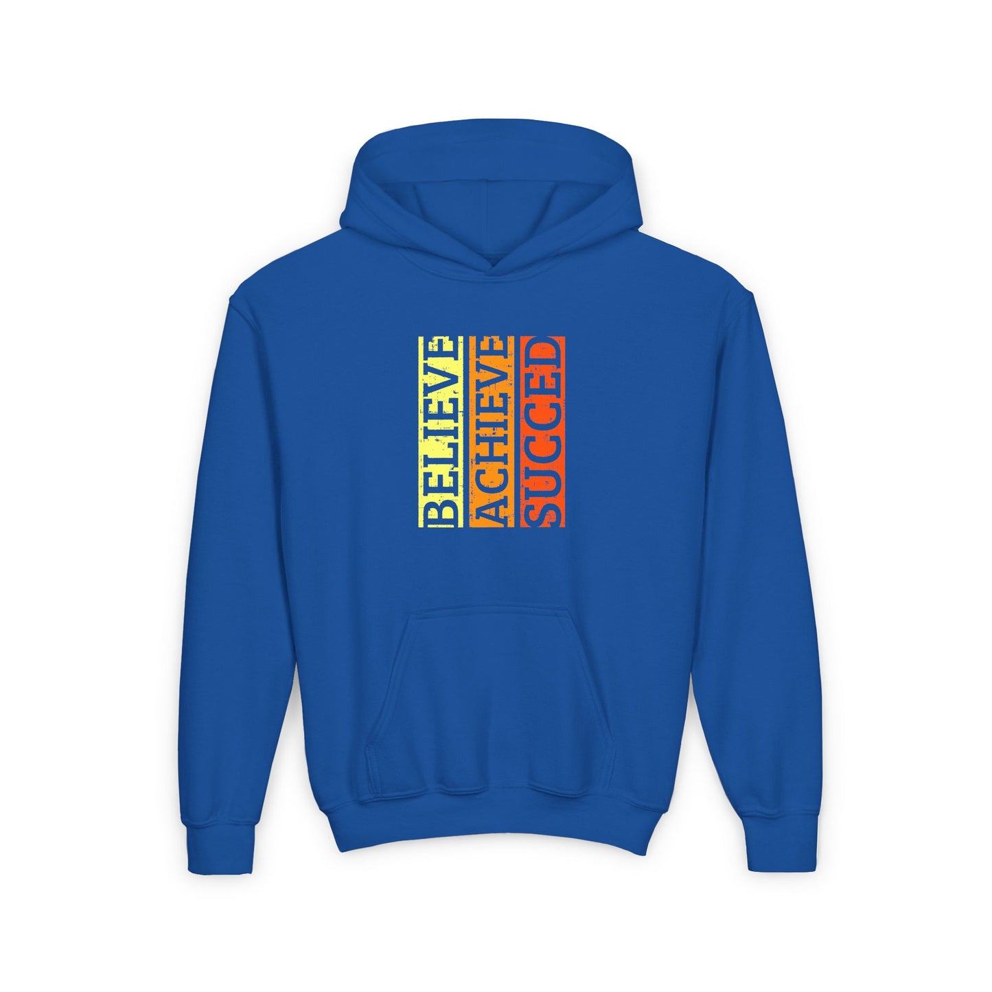 Belive Achieve Succed Youth Heavy Blend Hooded Sweatshirt