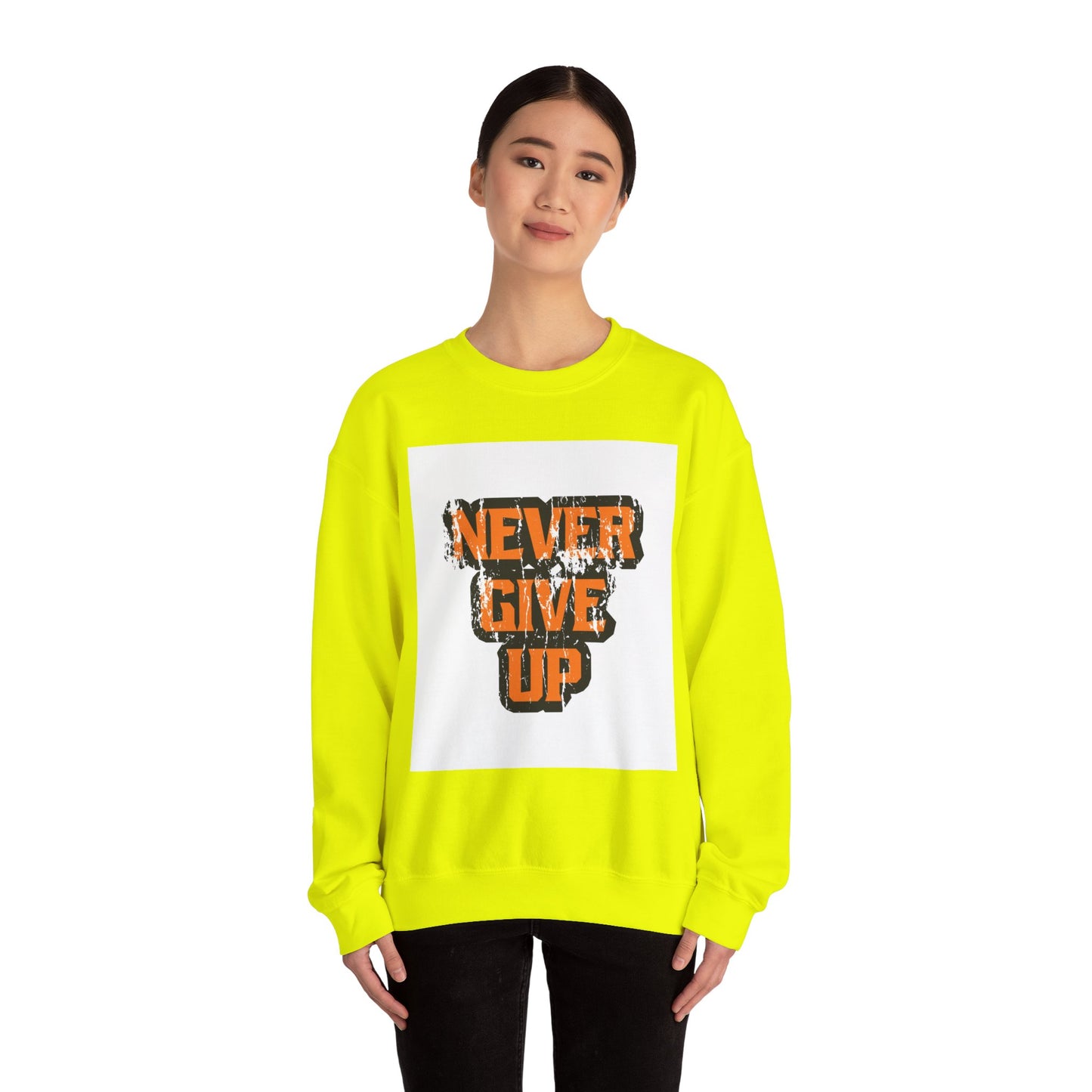 Never Give Up Unisex Heavy Blend™ Crewneck Sweatshirt