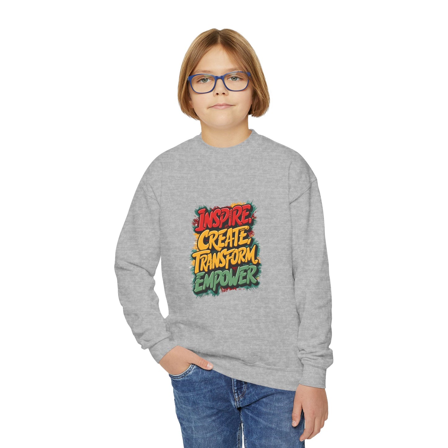 Inspire Create Transform Empower Youth Crewneck Sweatshirt