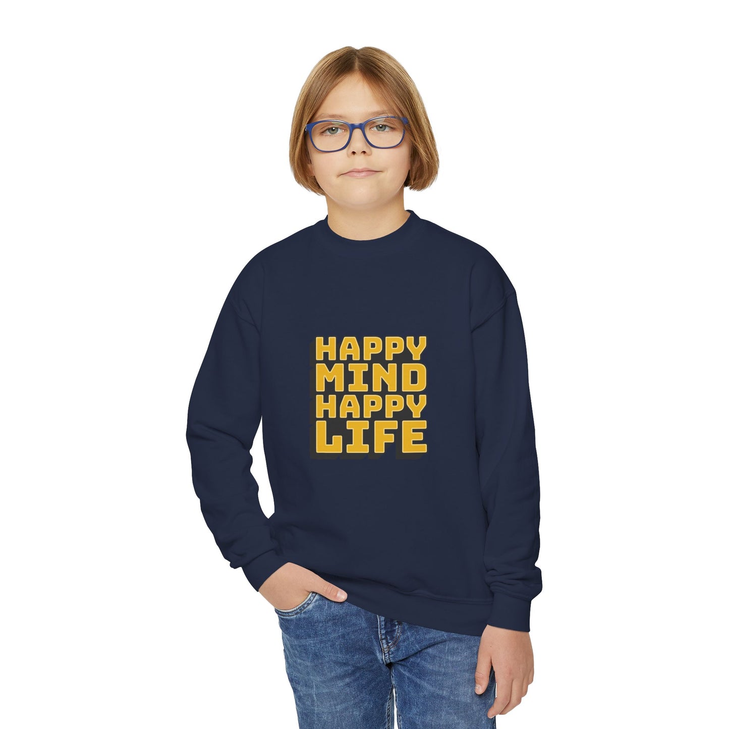 Happy Mind Happy Life Youth Crewneck Sweatshirt
