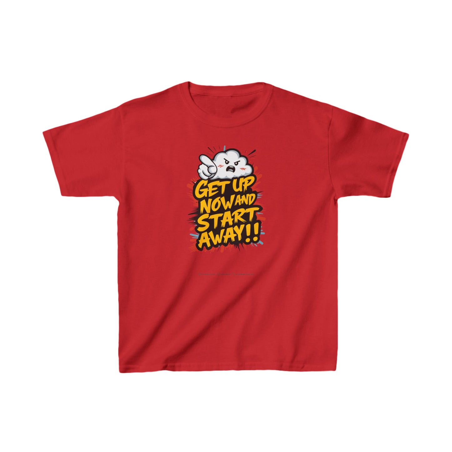Get Up Now And Start Away!! Kids Heavy Cotton™ Tee