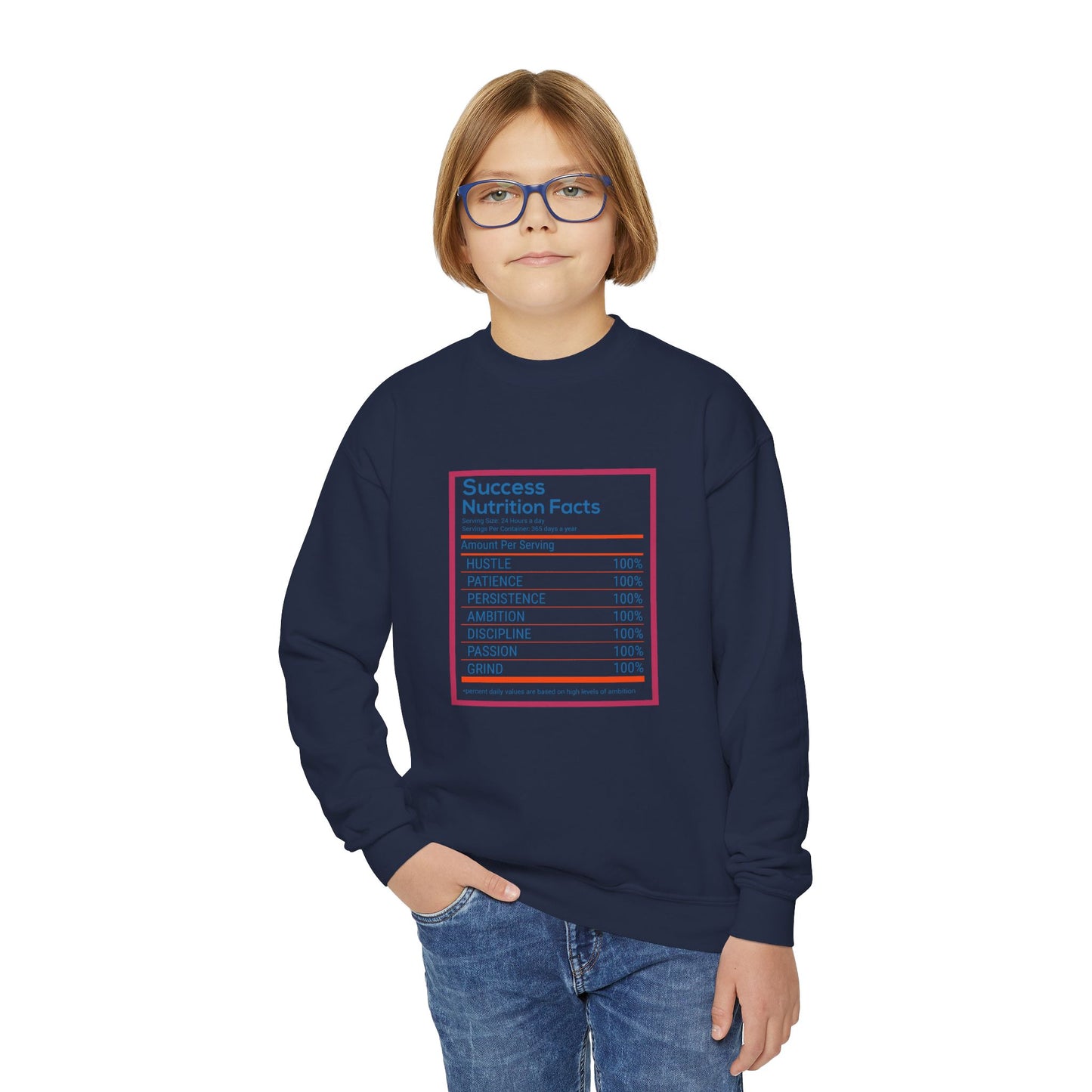 Success Nutrition Facts Youth Crewneck Sweatshirt