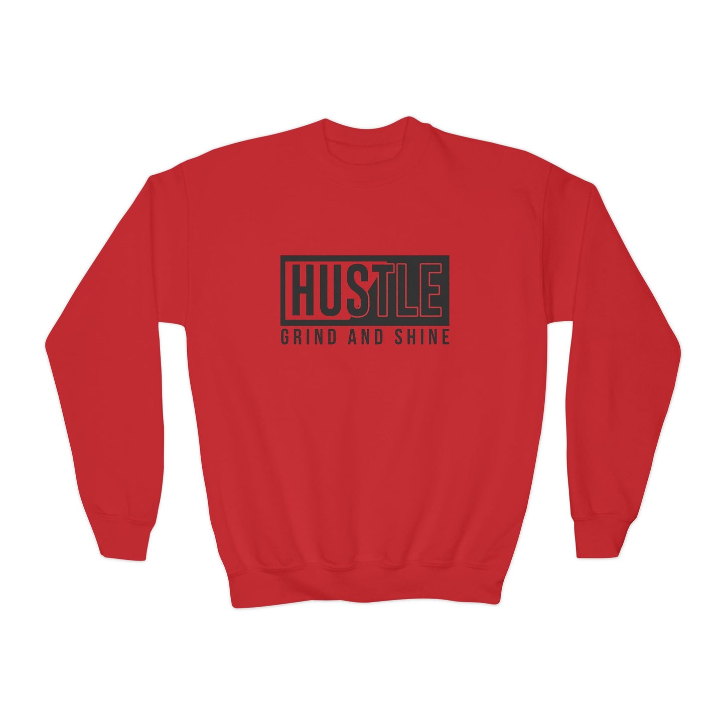 Hustle Grind And Shine Youth Crewneck Sweatshirt