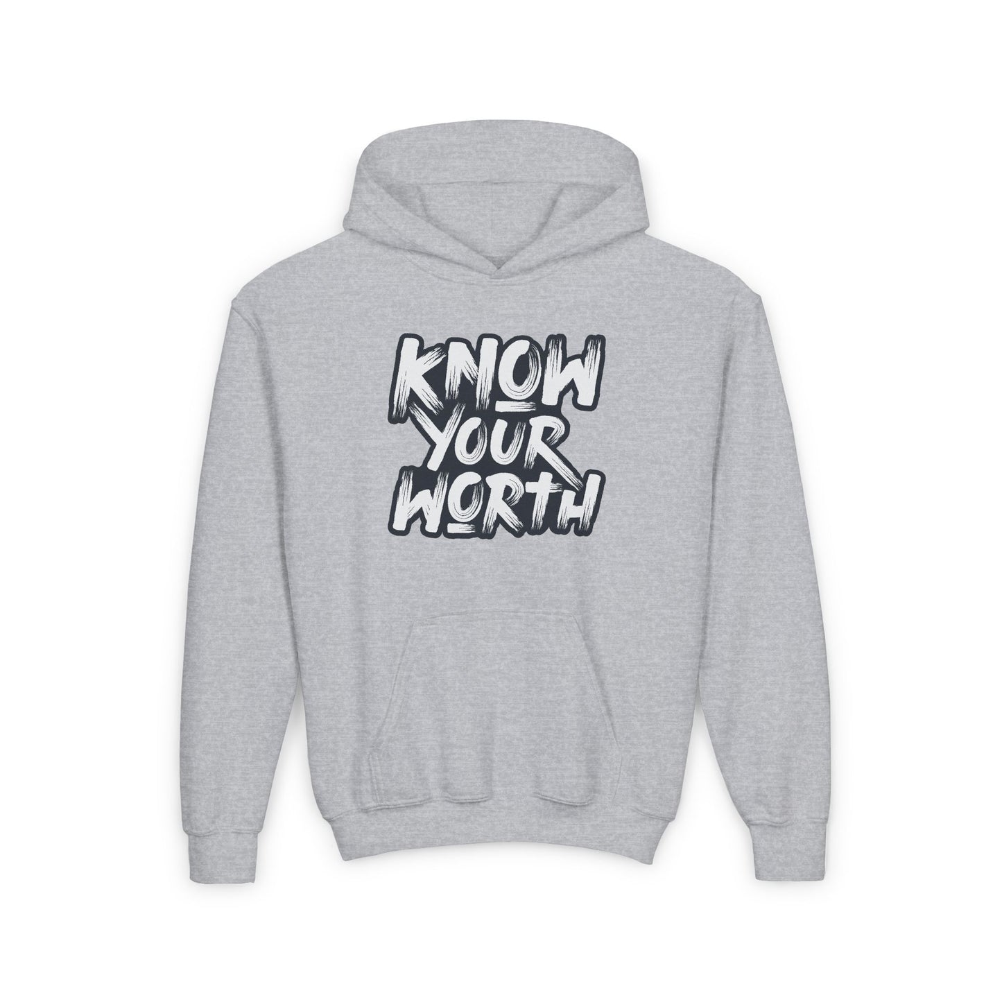 Know Your Worth Youth Heavy Blend Hooded Sweatshirt