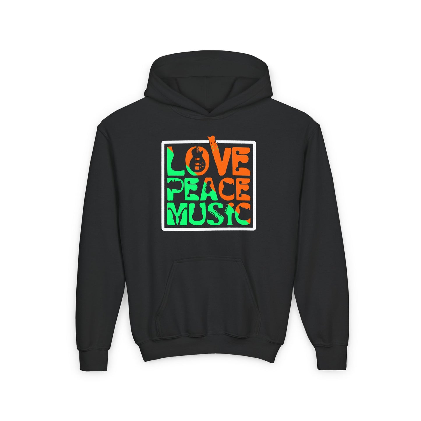 Love Peace Music Youth Heavy Blend Hooded Sweatshirt