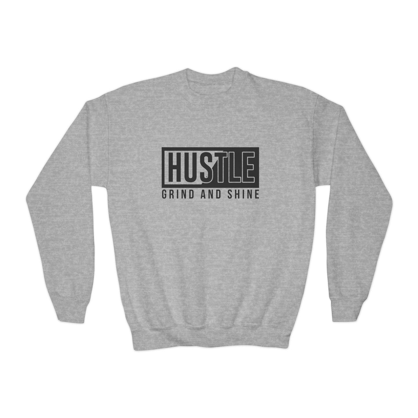 Hustle Grind And Shine Youth Crewneck Sweatshirt