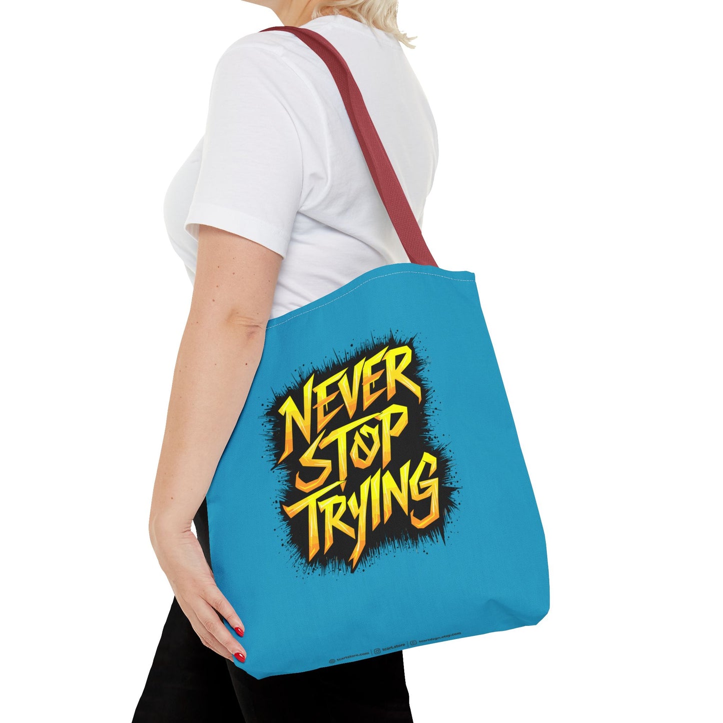 Never Stop Trying Tote Bag (AOP)