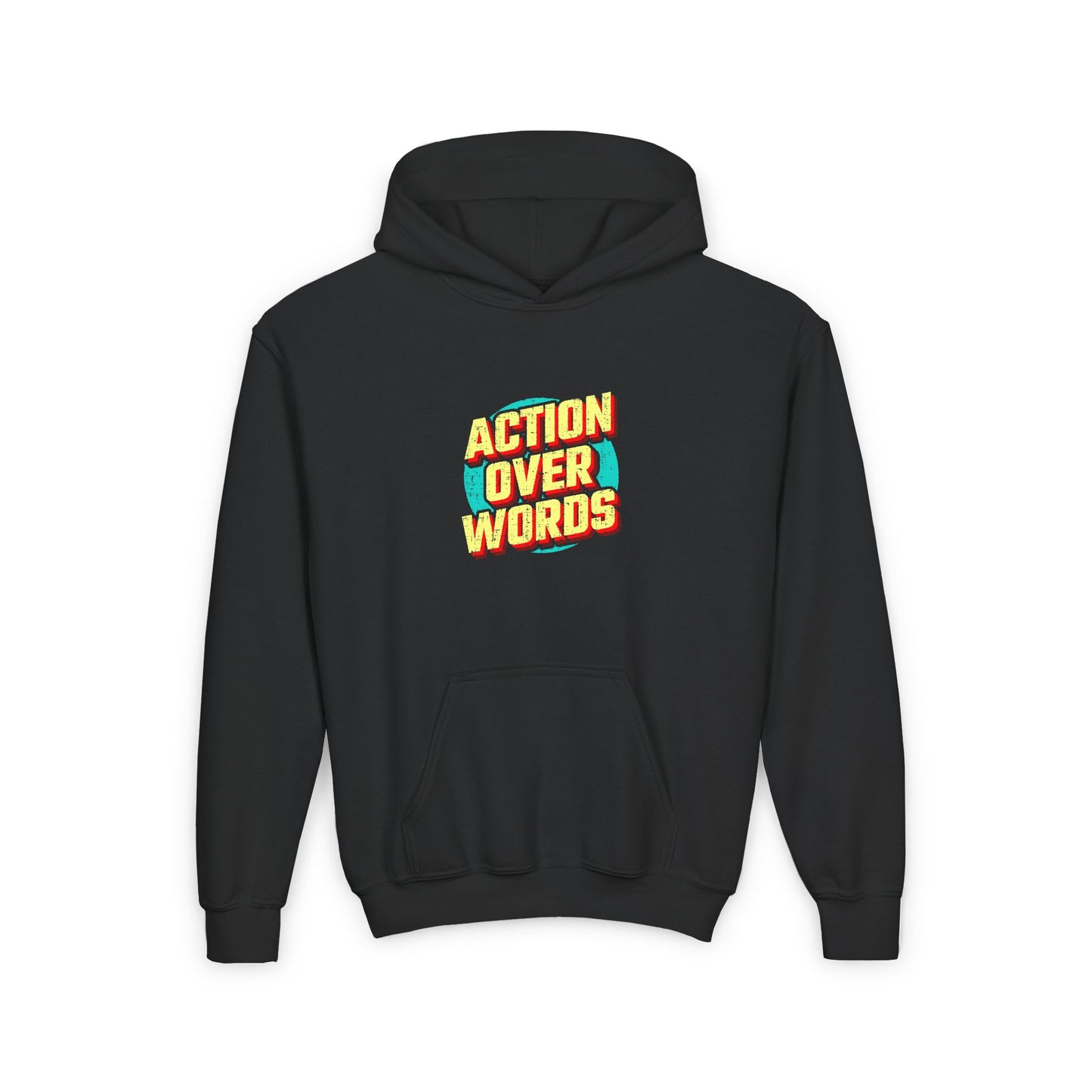 Action Over Words Youth Heavy Blend Hooded Sweatshirt