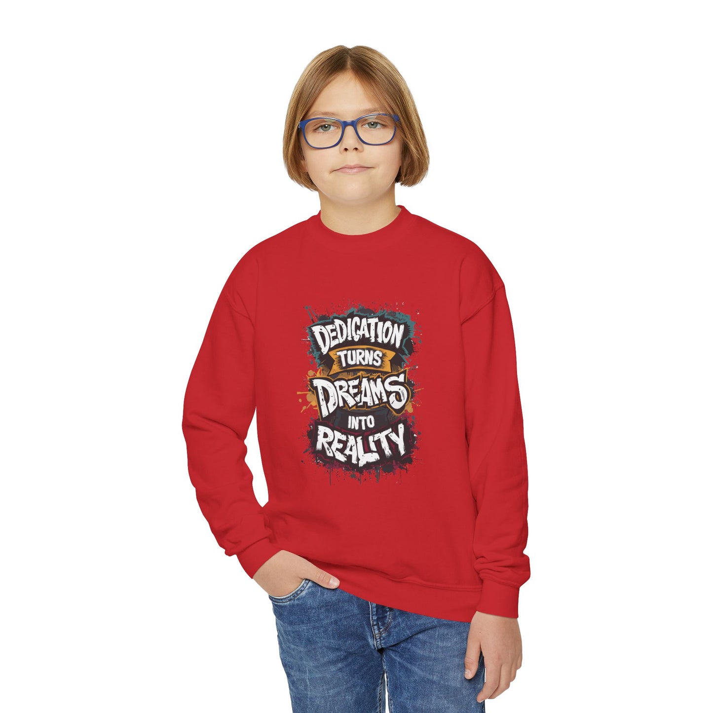 Dedication Turns Dreams Into Reality Youth Crewneck Sweatshirt