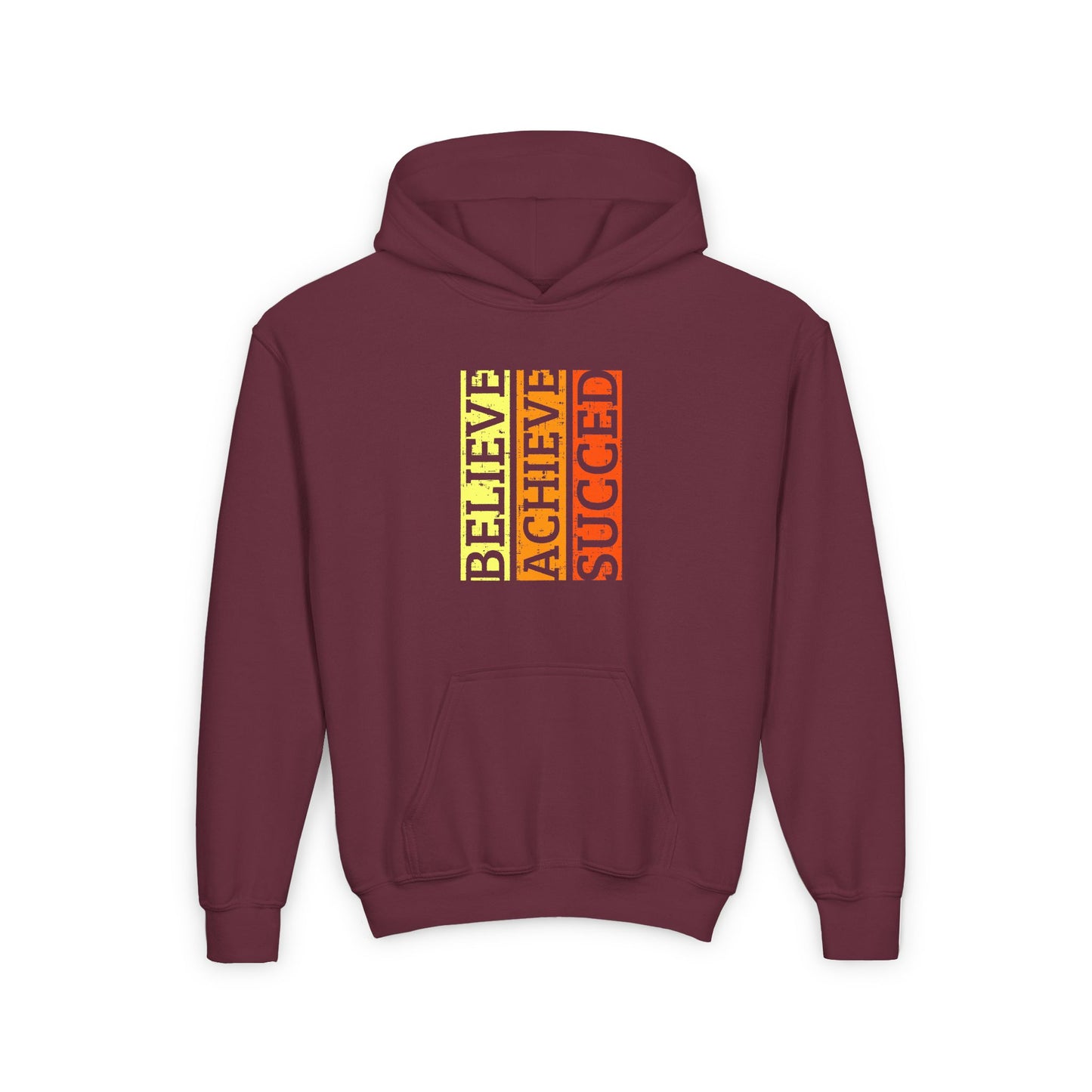Belive Achieve Succed Youth Heavy Blend Hooded Sweatshirt