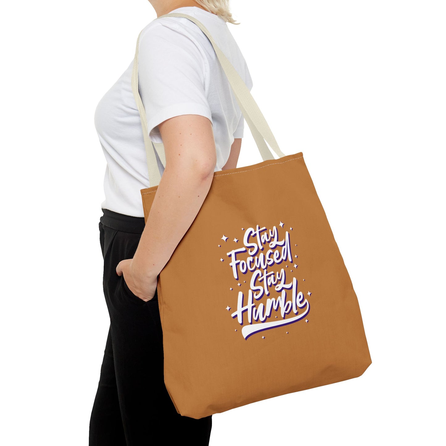 Stay Focused Stay Humble Tote Bag (AOP)