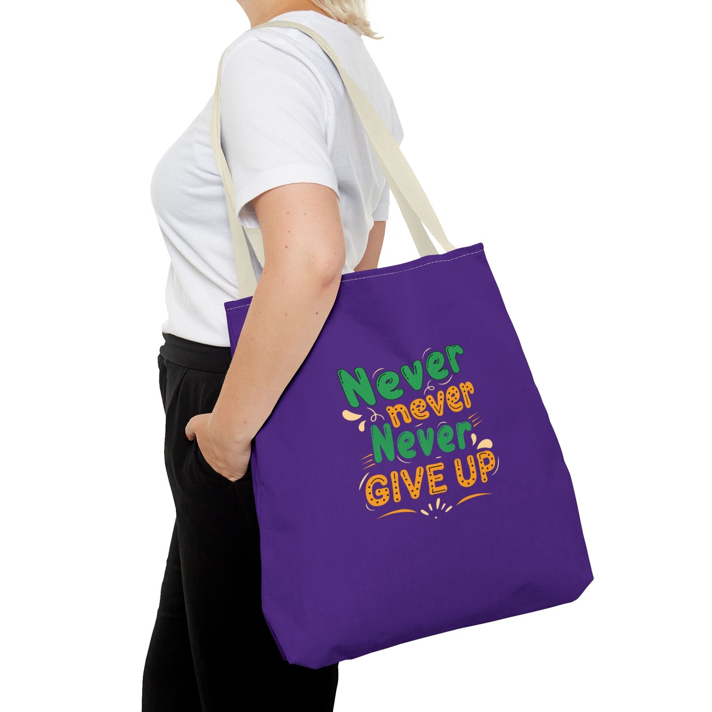Never Never Never Give Up Tote Bag (AOP)
