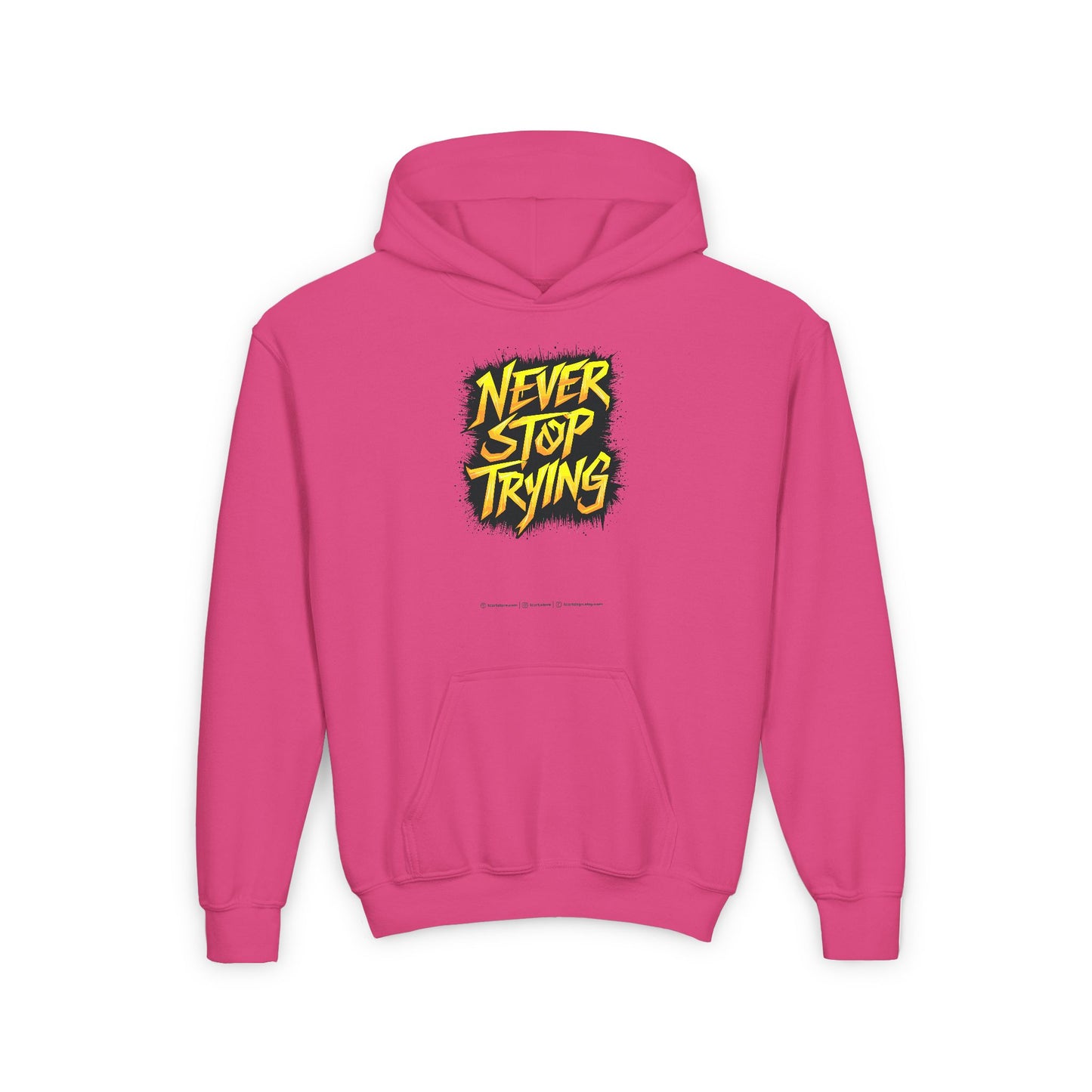 Never Stop Trying Youth Heavy Blend Hooded Sweatshirt