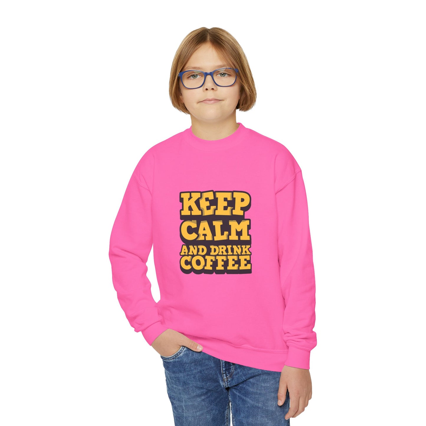 Keep Calm And Drink Coffee Youth Crewneck Sweatshirt