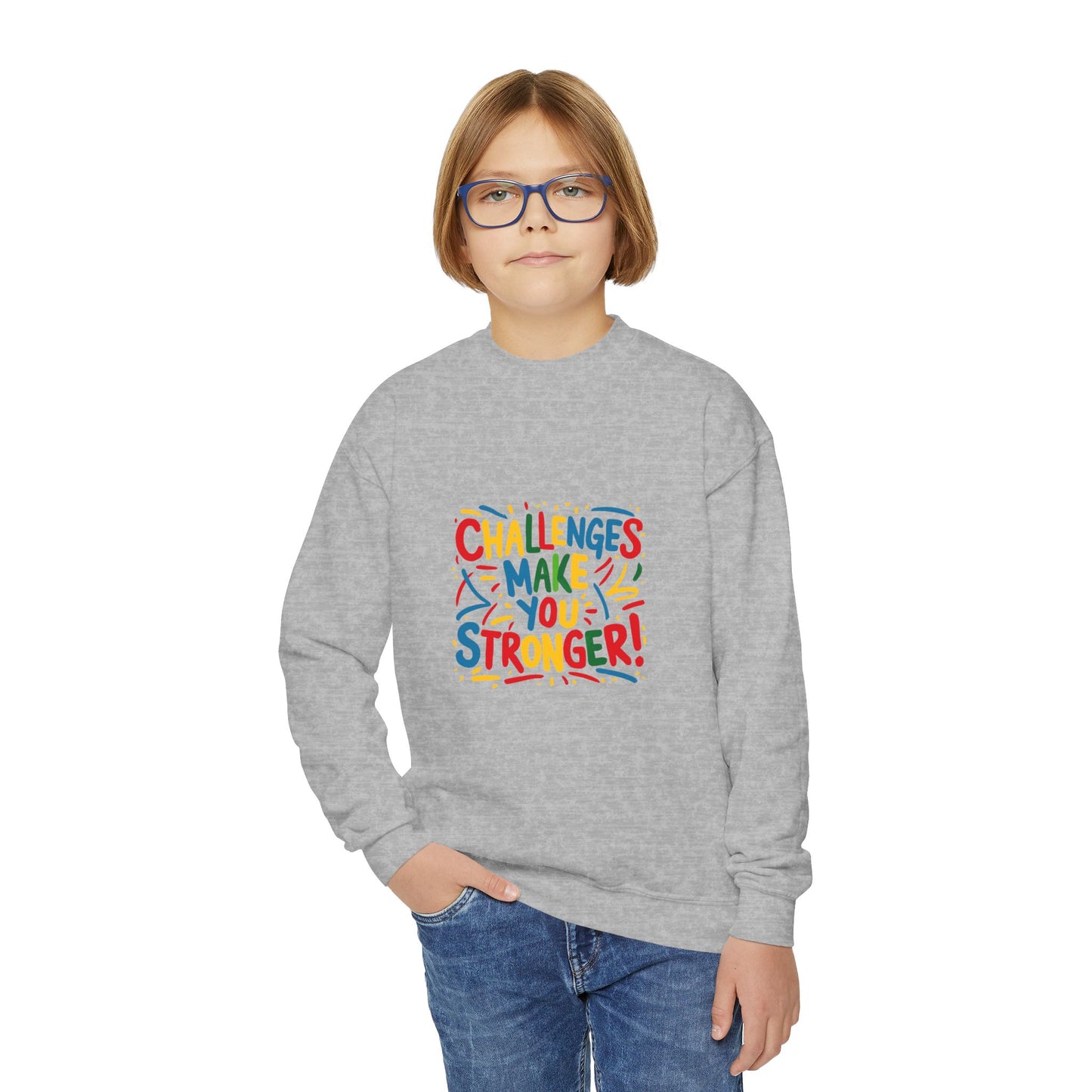 Challenges Make You Stronger! Youth Crewneck Sweatshirt