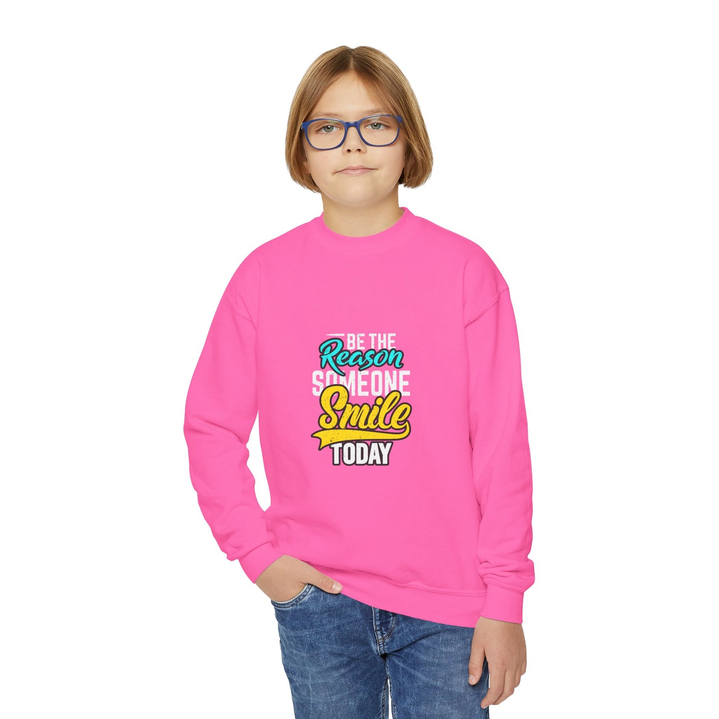 Be The Reason Someone Smile Today Youth Crewneck Sweatshirt
