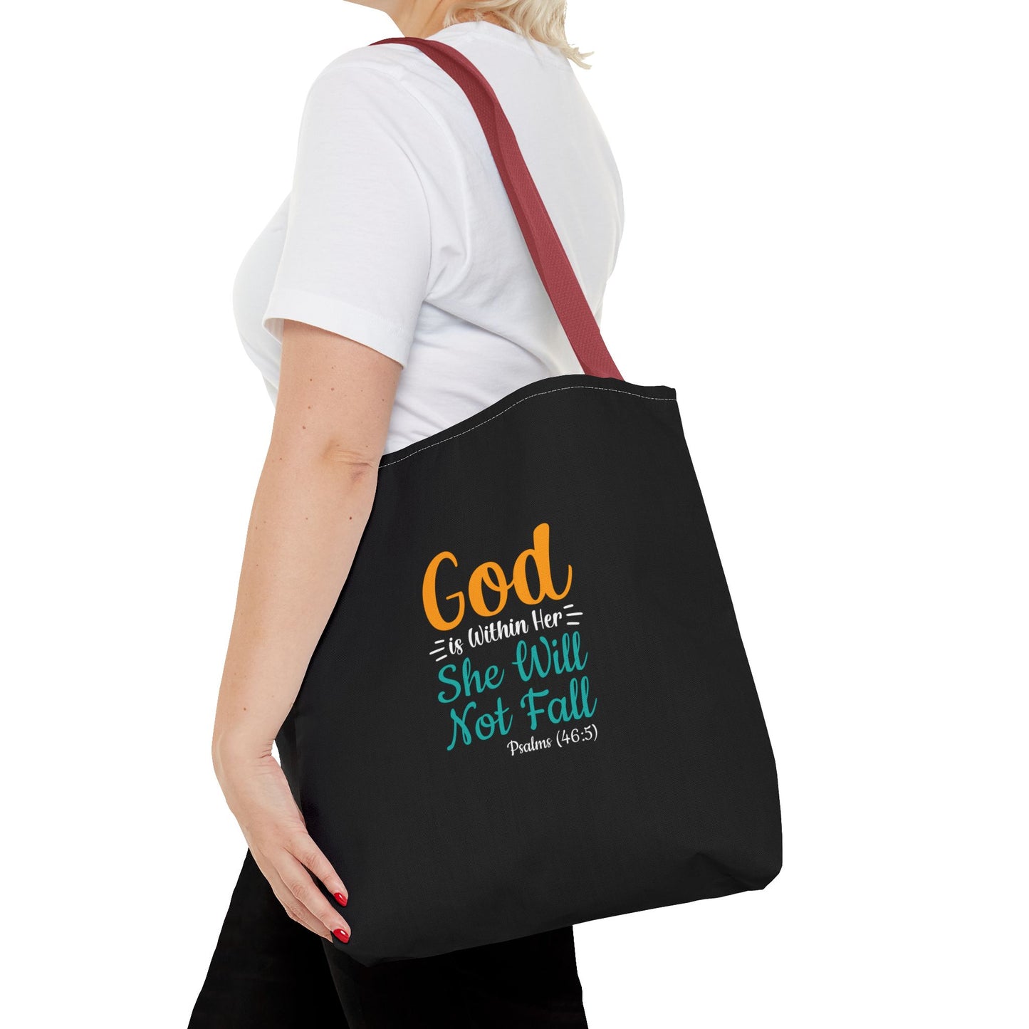 God Is Within Her She Will Not Fall Tote Bag (AOP)