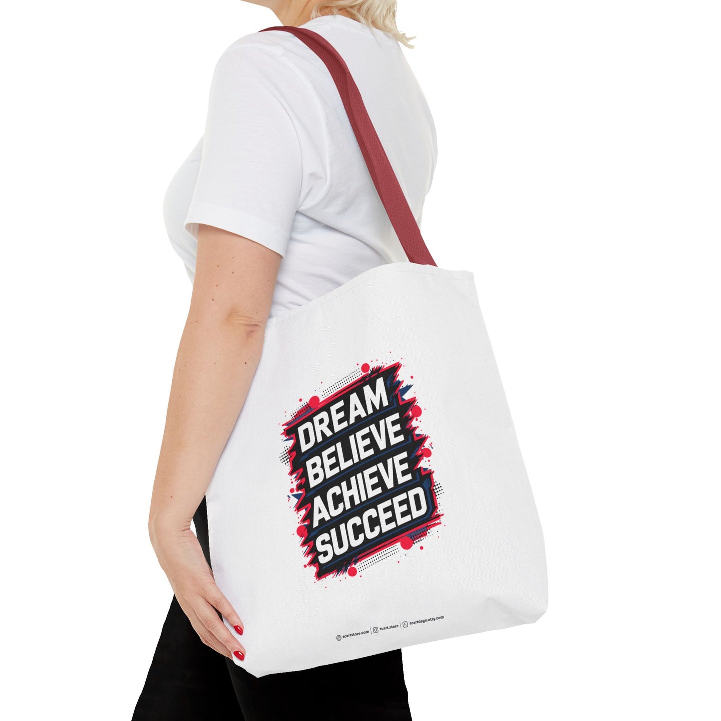 Dream Believe Achieve Succeed Tote Bag (AOP)