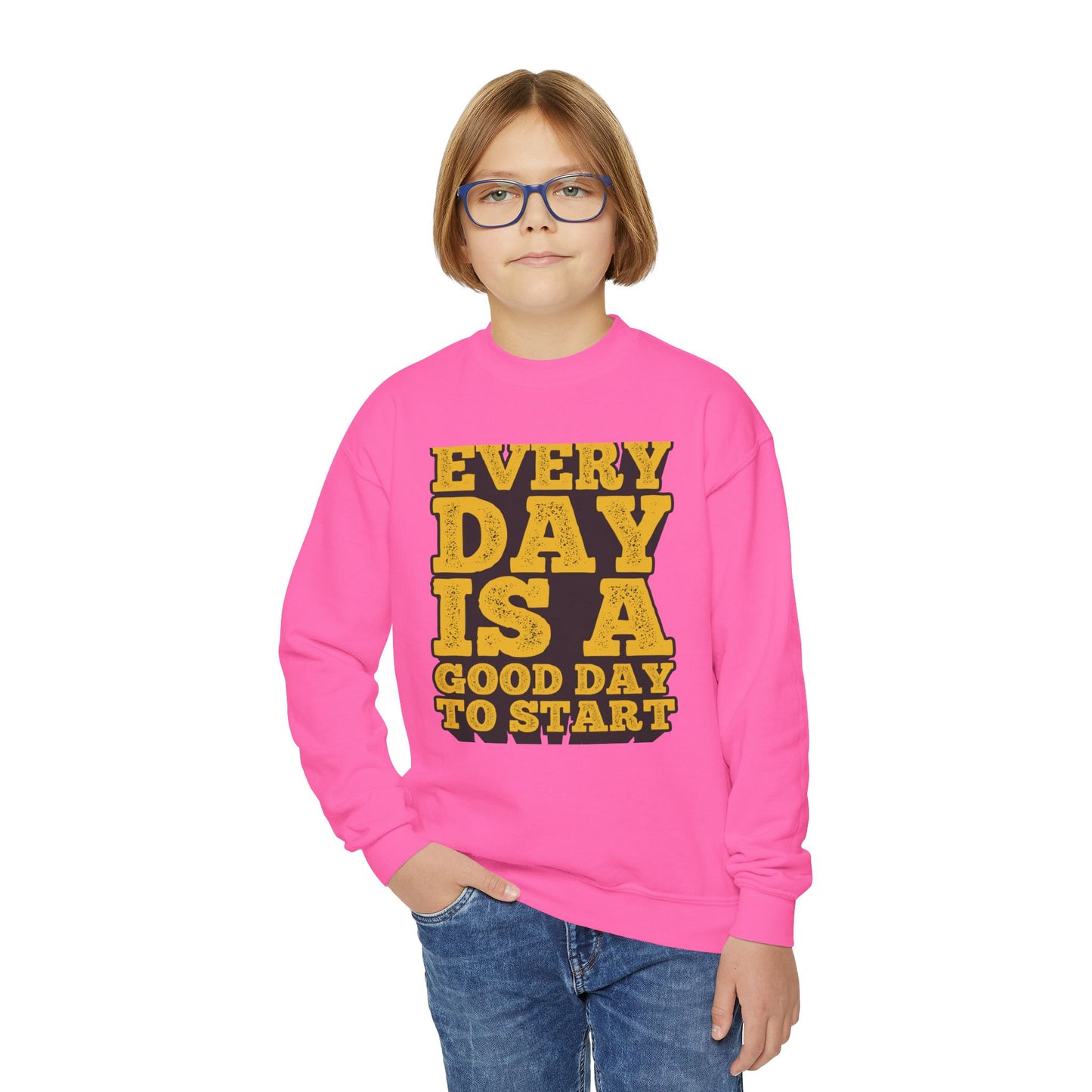 Every Day Is A Good Day To Start Youth Crewneck Sweatshirt