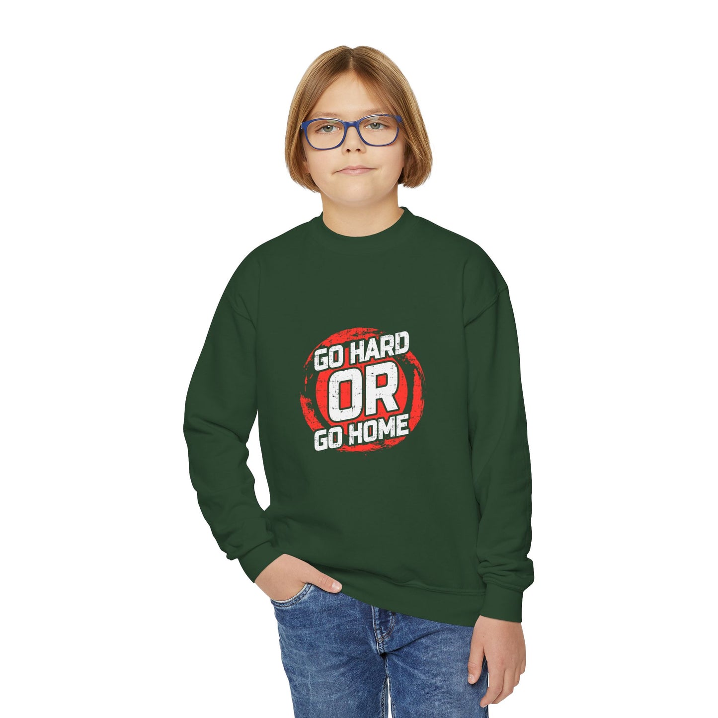 Go Hard Or Go Home Youth Crewneck Sweatshirt