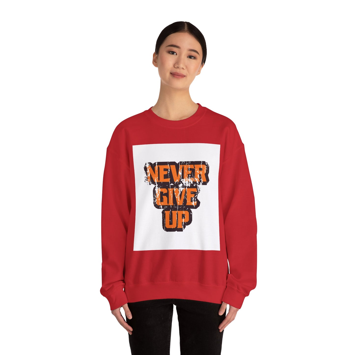 Never Give Up Unisex Heavy Blend™ Crewneck Sweatshirt