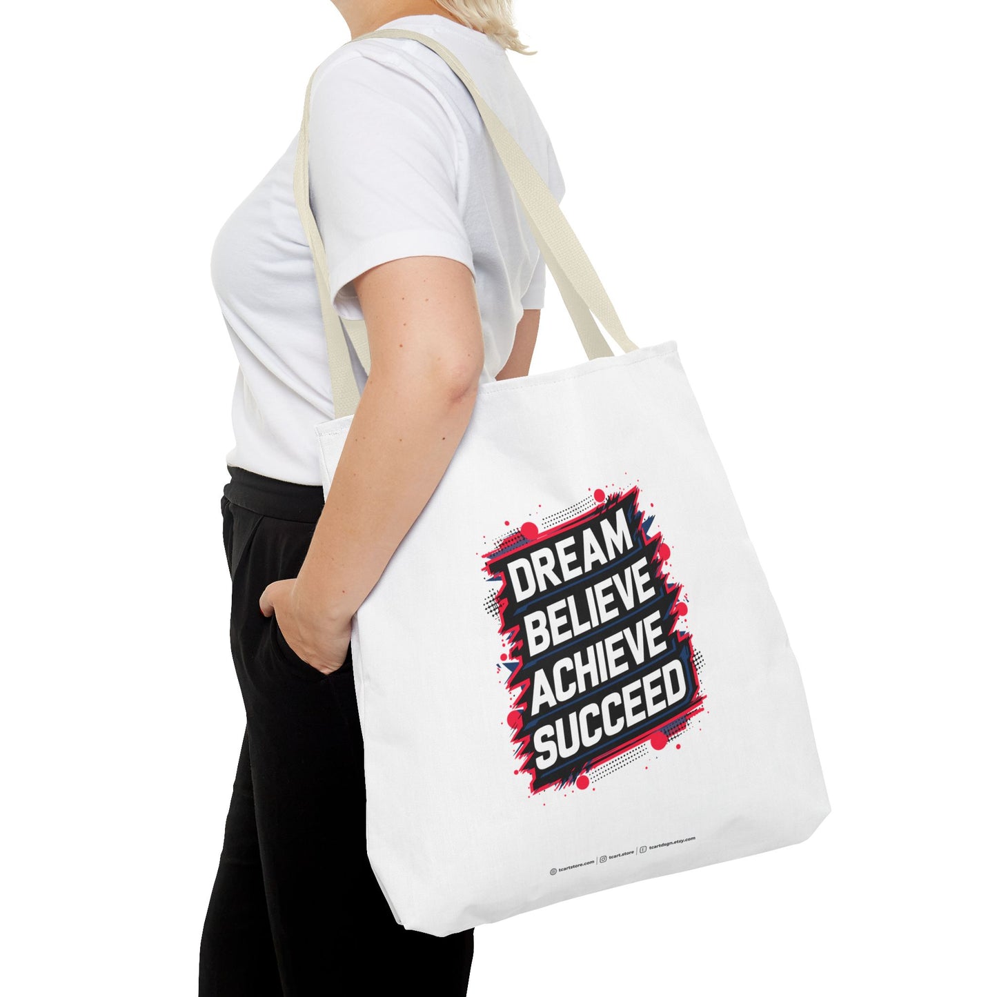 Dream Believe Achieve Succeed Tote Bag (AOP)