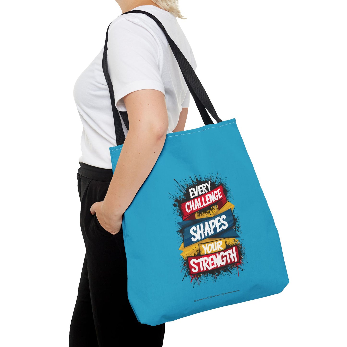 Every Challenge Shapes Your Strength Tote Bag (AOP)