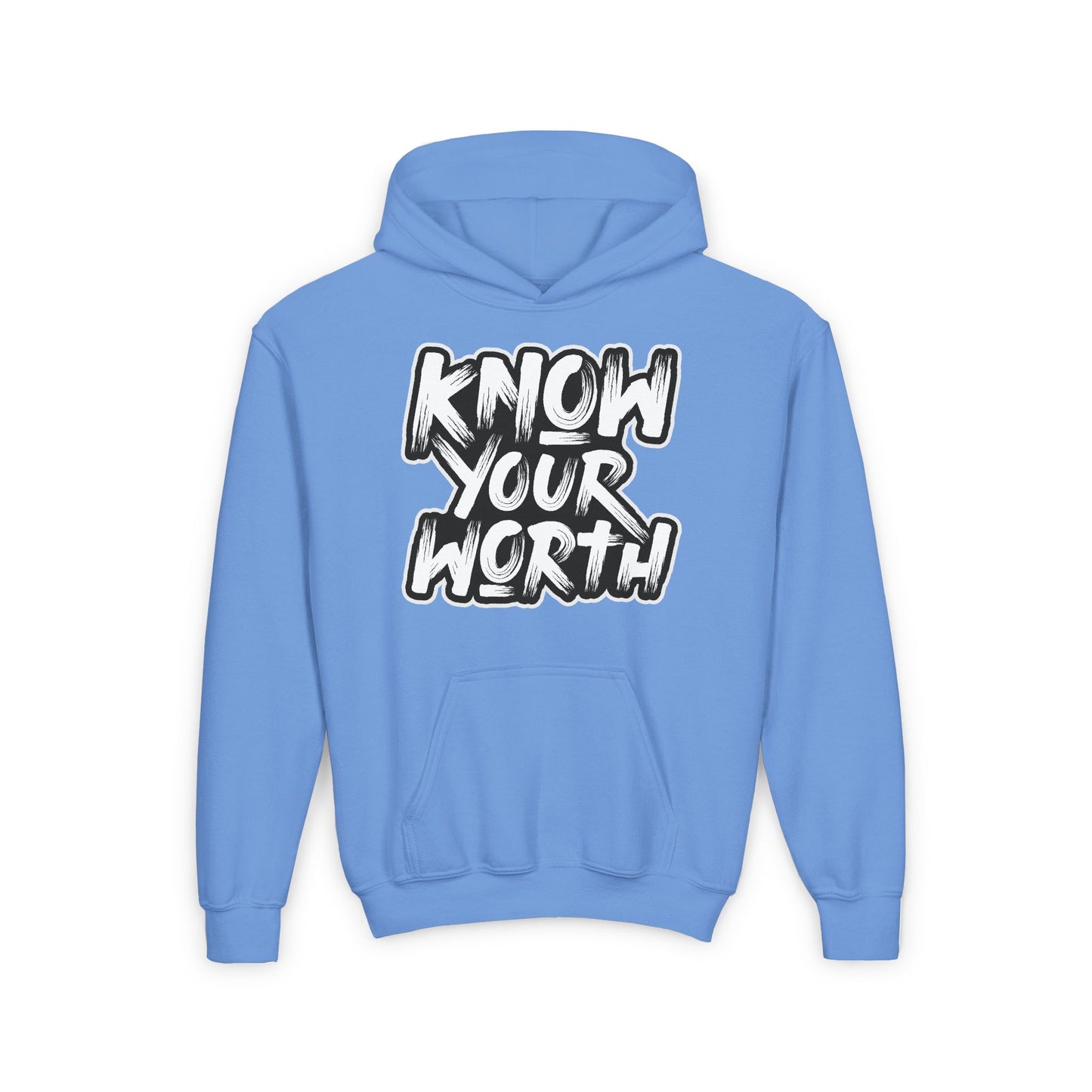 Know Your Worth Youth Heavy Blend Hooded Sweatshirt